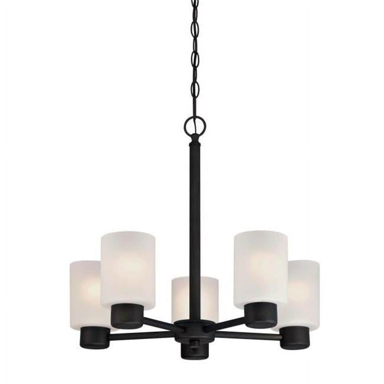 Sylvestre 20.75" Oil Rubbed Bronze Chandelier with Frosted Glass Shades