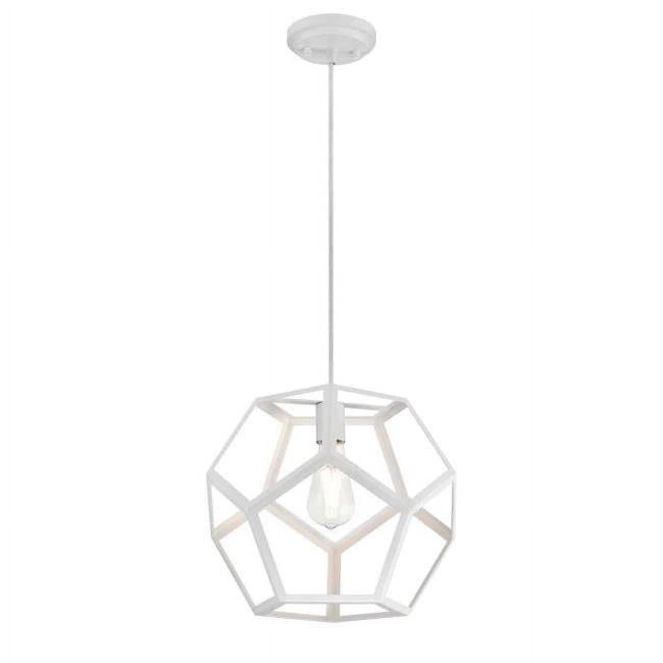 Matte White Geometric Metal Pendant Light 63" Full Sized