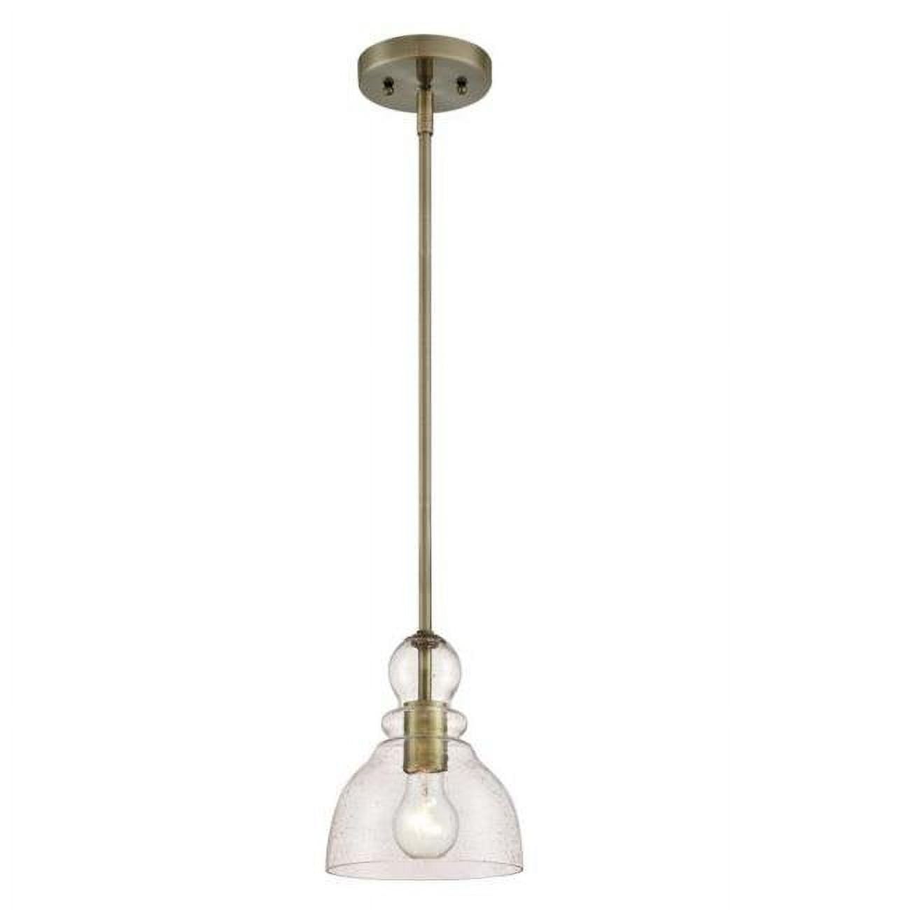 Antique Brass Mini Pendant with Clear Seeded Glass Shade