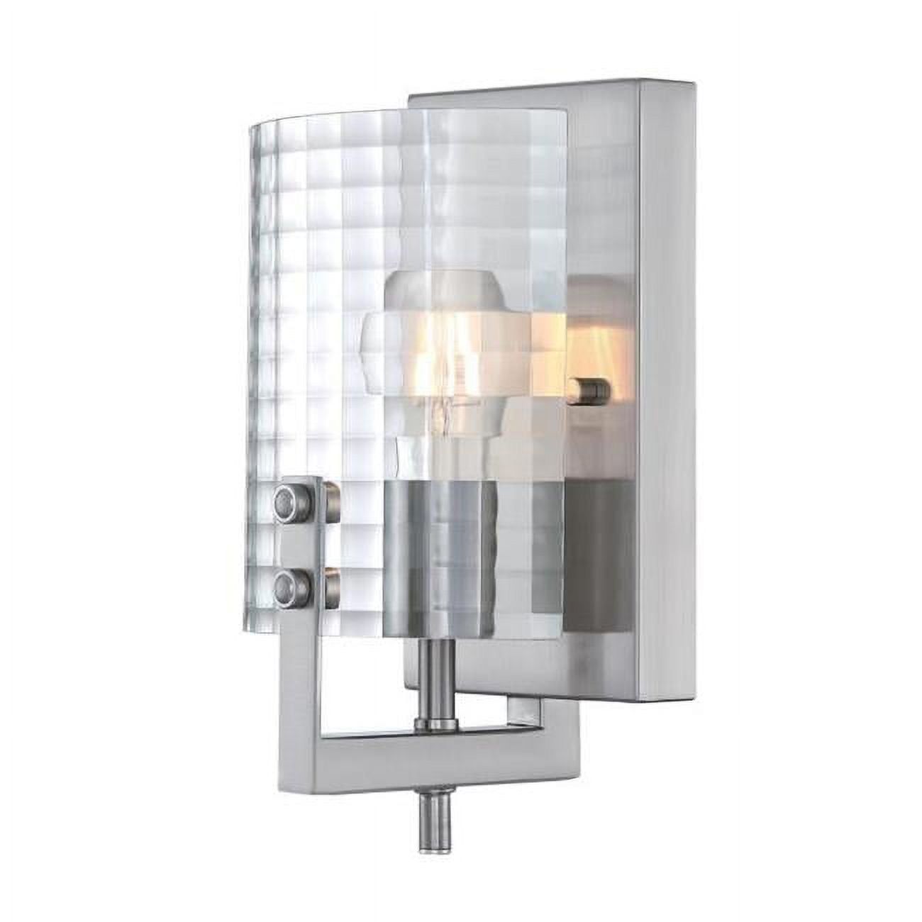 Brushed Nickel Wall Sconce with Clear Waffle Glass