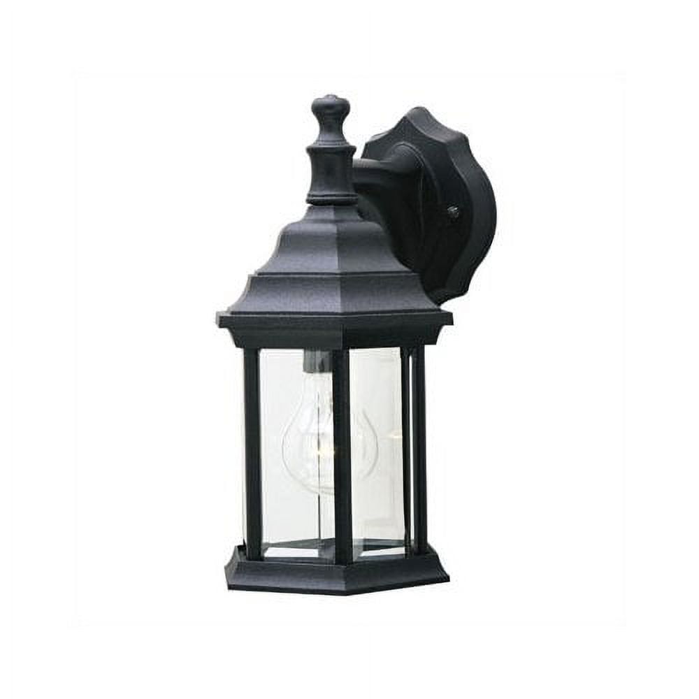 Medium Textured Black Aluminum Outdoor Lantern Sconce with Clear Glass