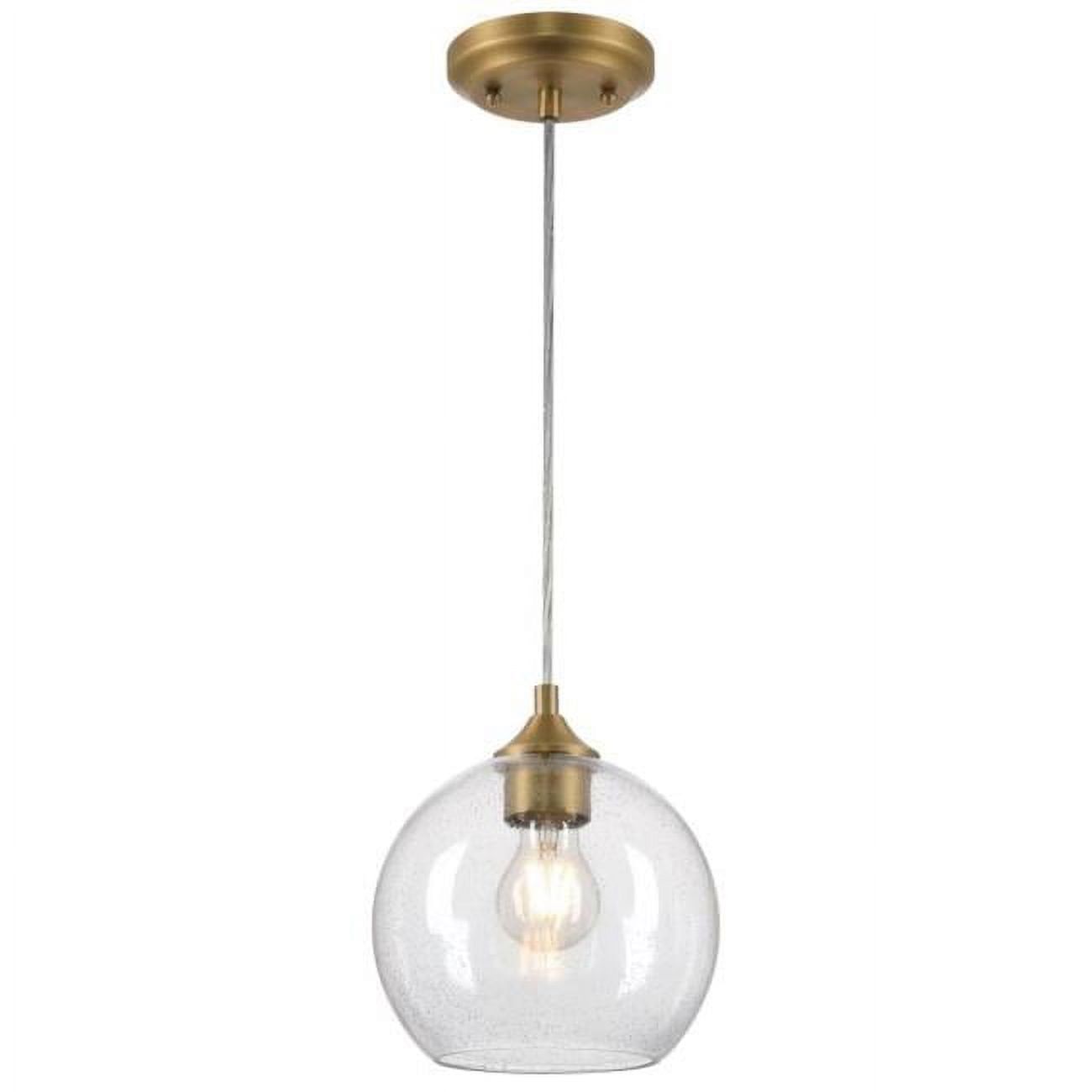 Tatze Brushed Brass Mini Pendant with Seeded Glass Globe