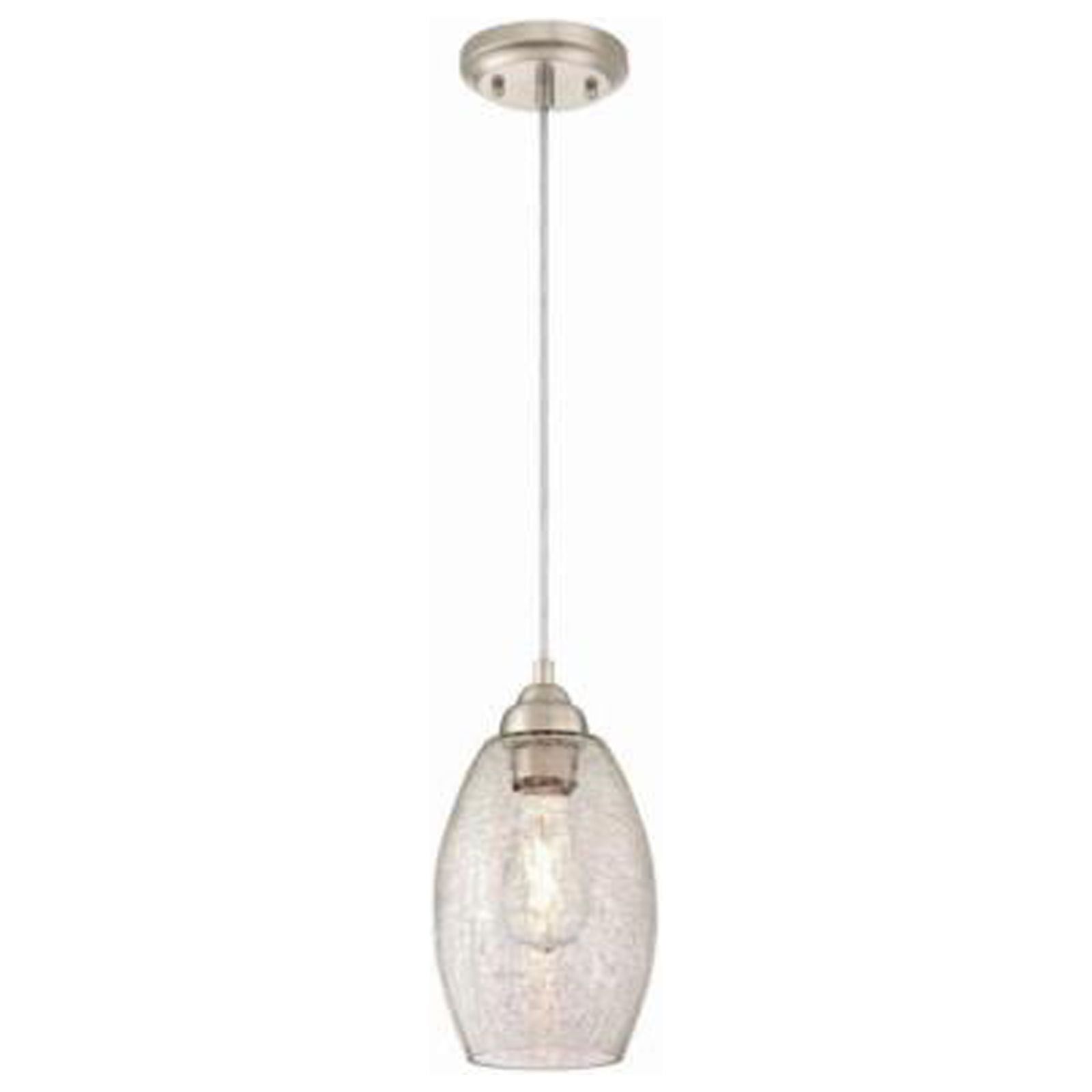 Elegant Mini Pendant with Brushed Nickel Finish and Clear Crackle Glass