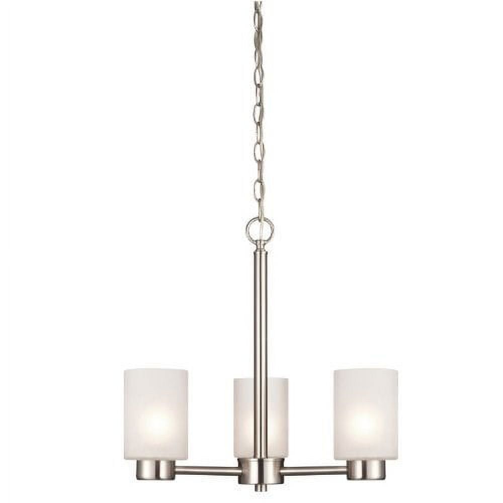 Sylvestre Brushed Nickel 3-Light Chandelier with Frosted Glass