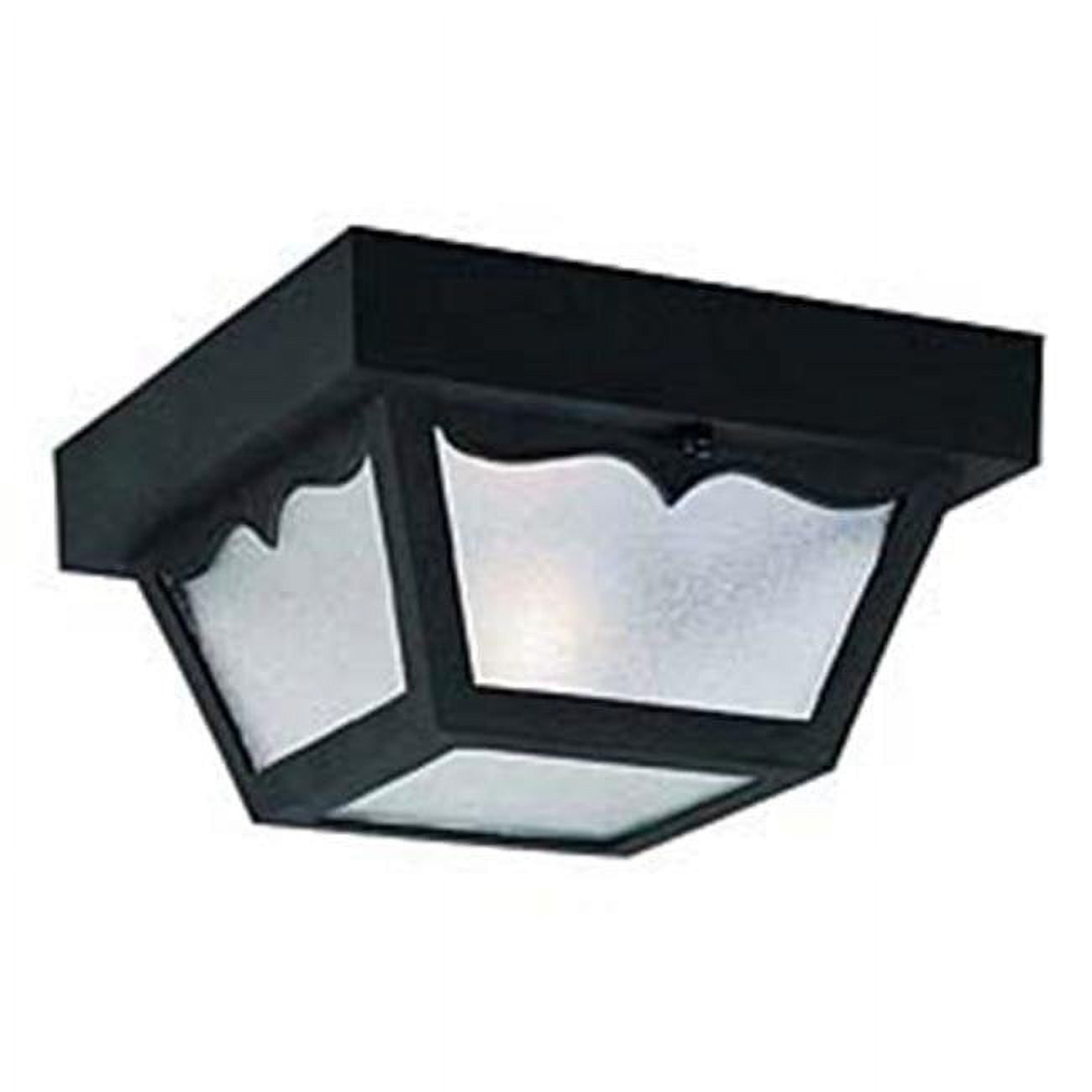 High Impact Black Matte Outdoor Ceiling Light with Clear Glass