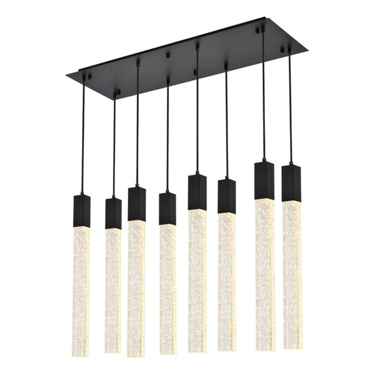 Celestial Cascade Black Crystal 8-Light Modern LED Pendant