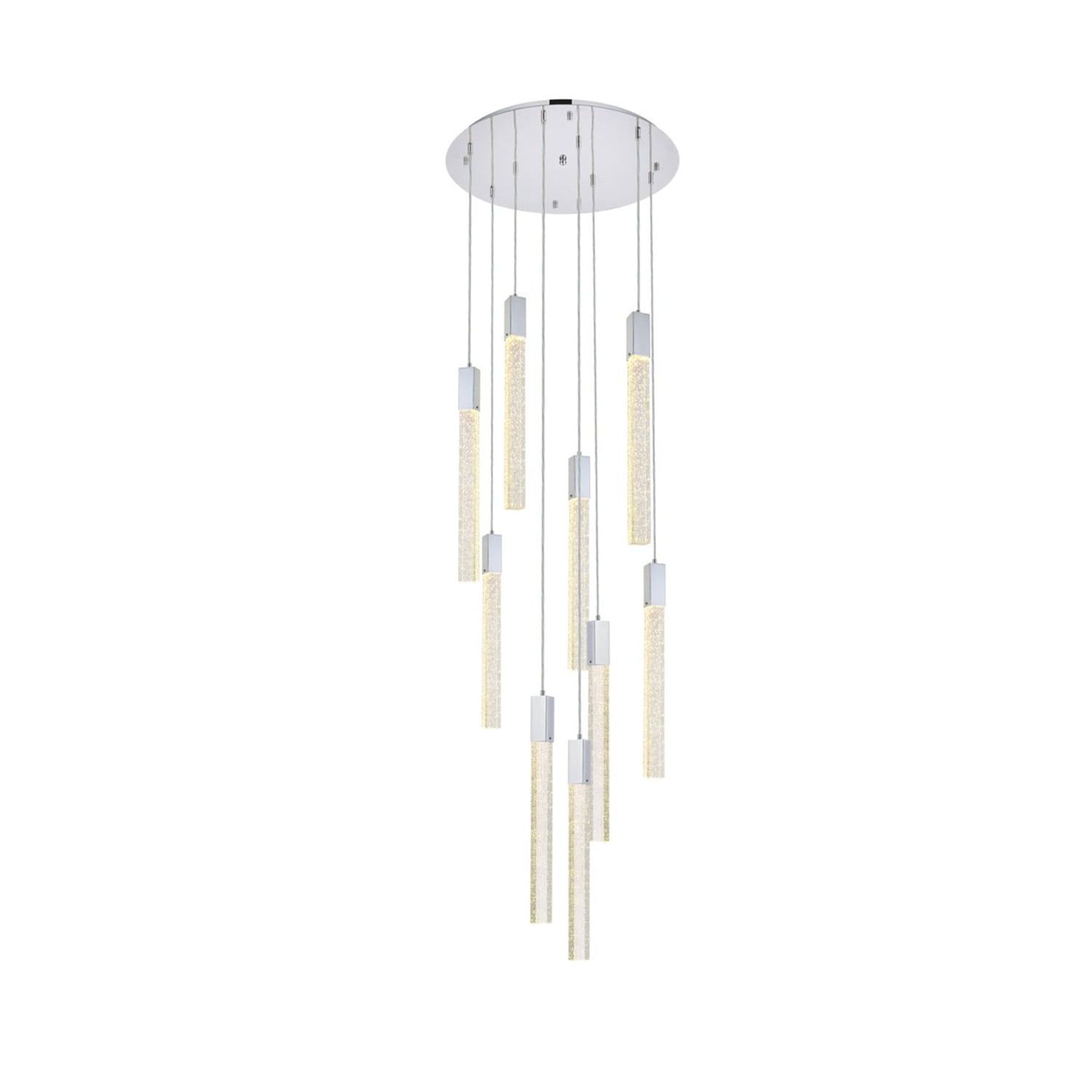 Elegant Chrome and Crystal 9-Light Adjustable Pendant