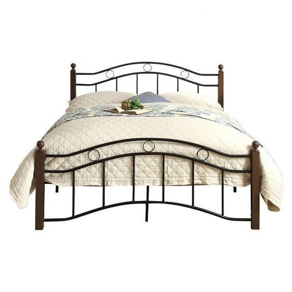 Averny Full Black and Brown Metal Platform Bed