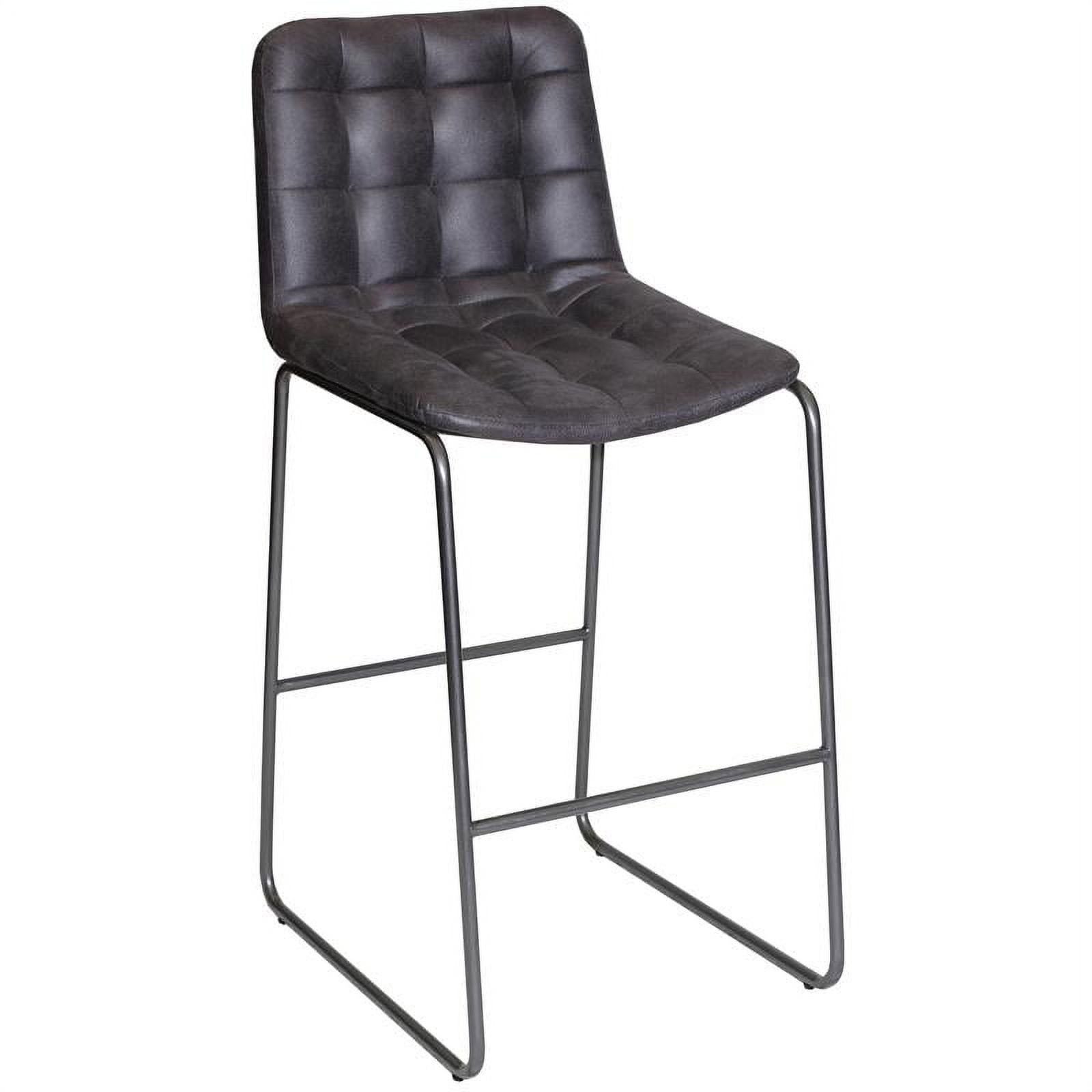 Westover Transitional Charcoal Faux Leather and Steel Bar Stool