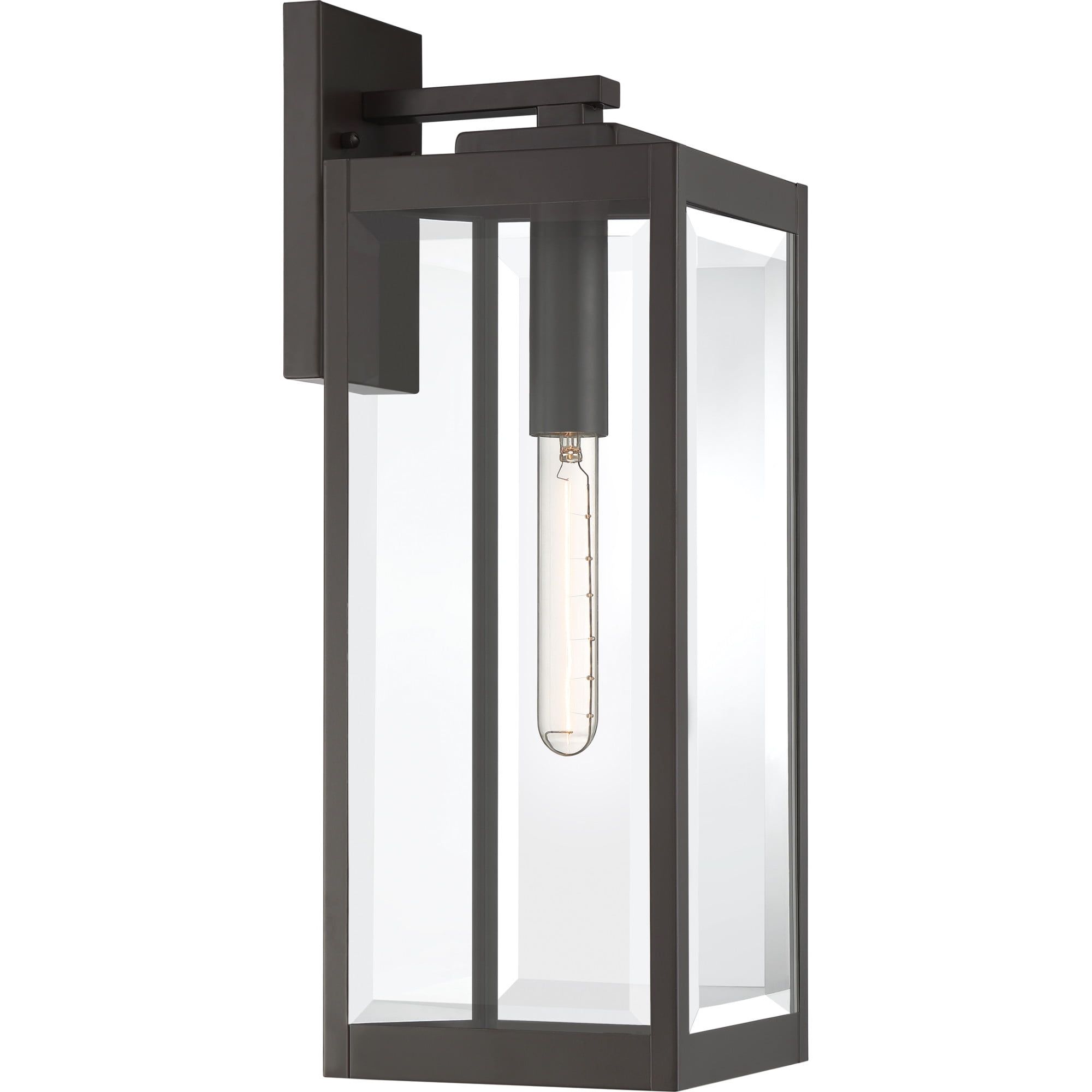 Westover Rectangular Bronze Outdoor Lantern with Clear Glass