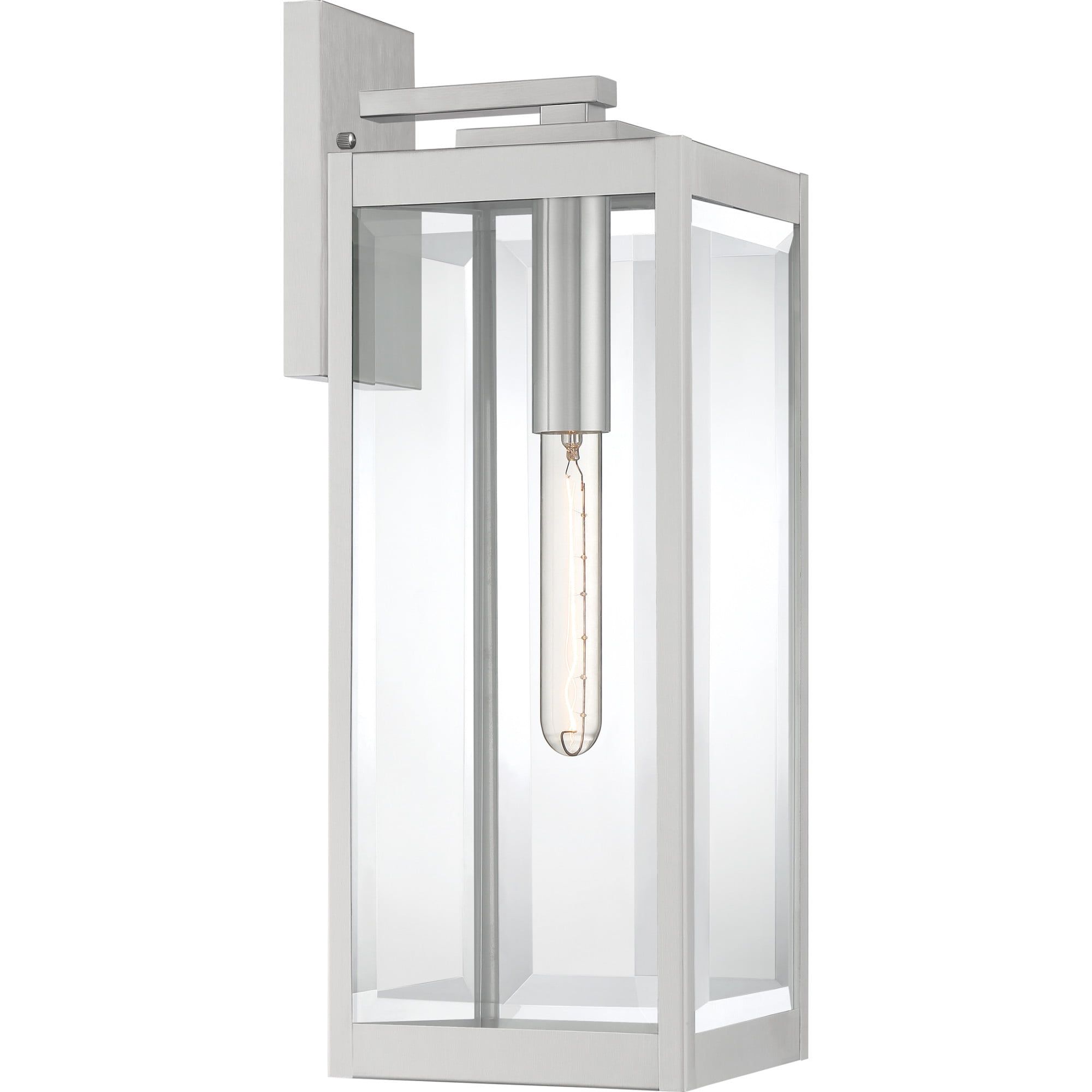 Silver Steel Dimmable Outdoor Lantern with Clear Glass