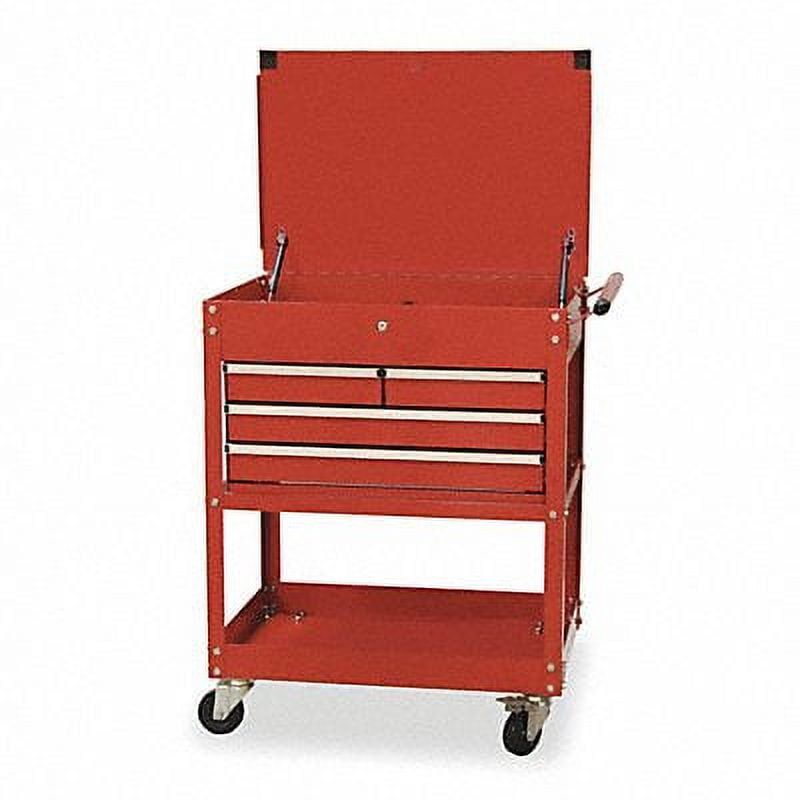 Red Steel Rolling Tool Utility Cart with 4 Drawers