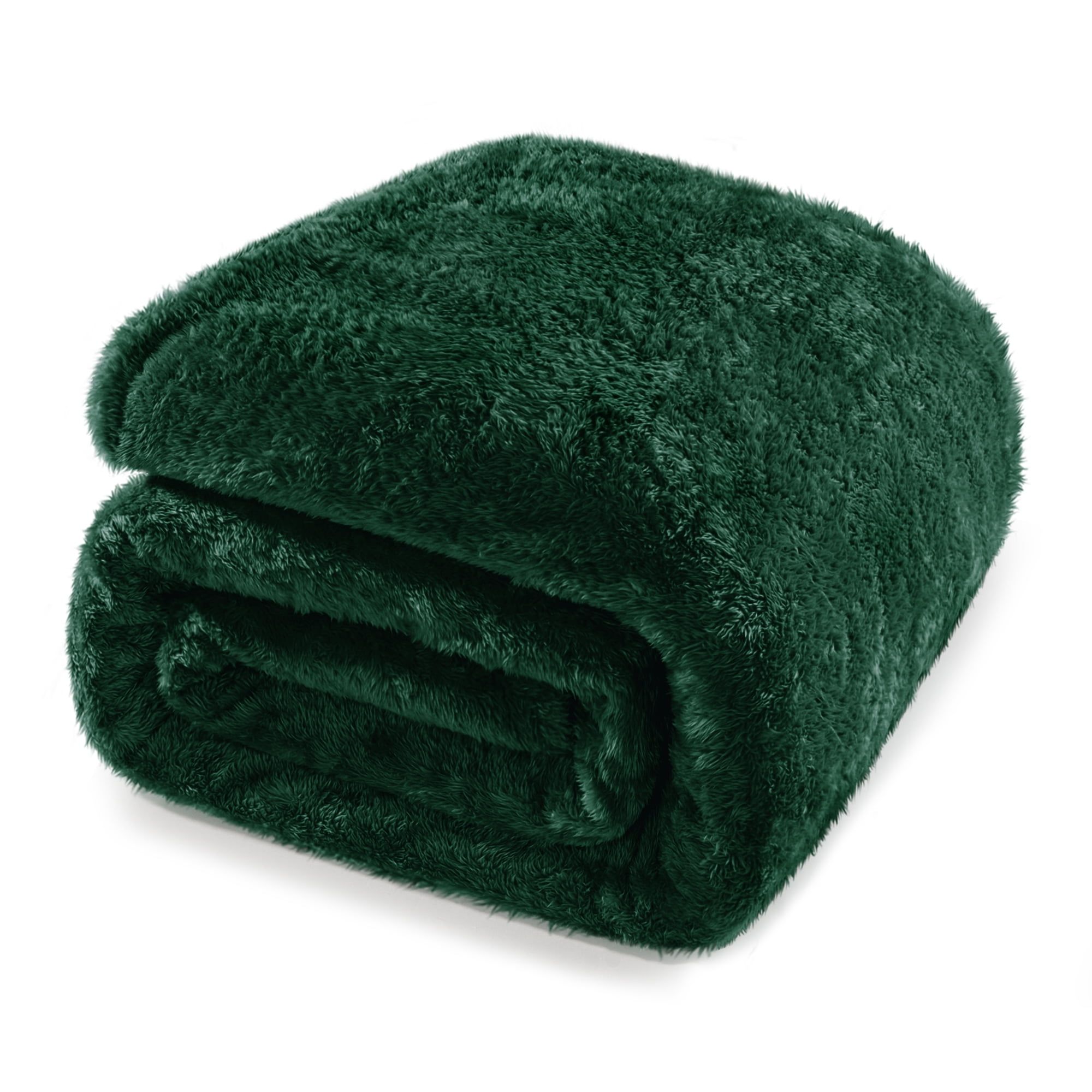 Emerald Green King Size Fleece Blanket with Long Hair Plush