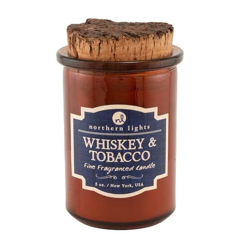 Whiskey & Tobacco Scented Soy Jar Candle with Cork Lid