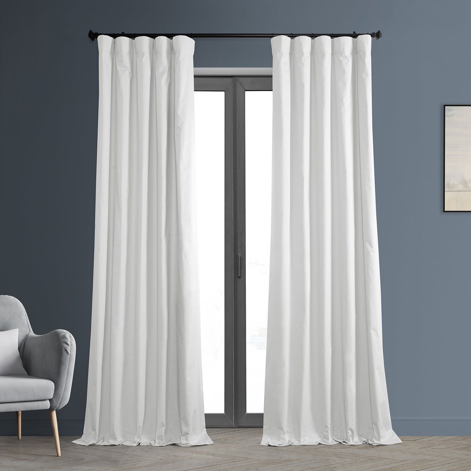 Whisper White Cotton Blackout Curtain Panel, 50W x 84L