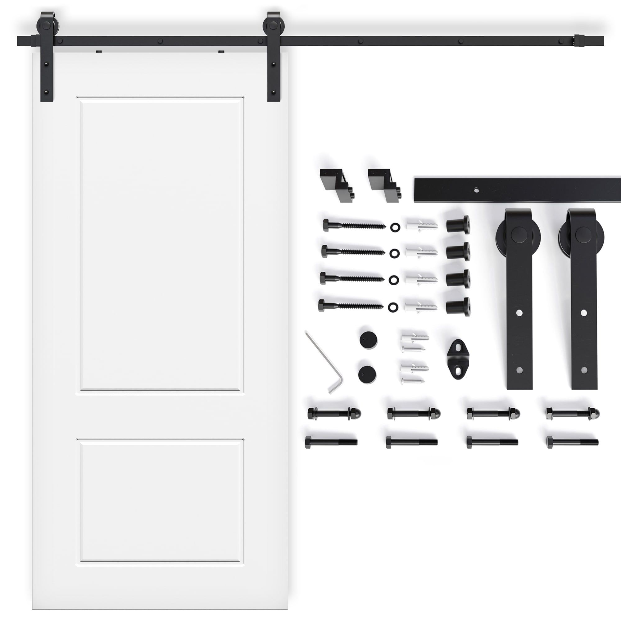 Cascade White 2-Panel Wood Barn Door with Hardware Kit