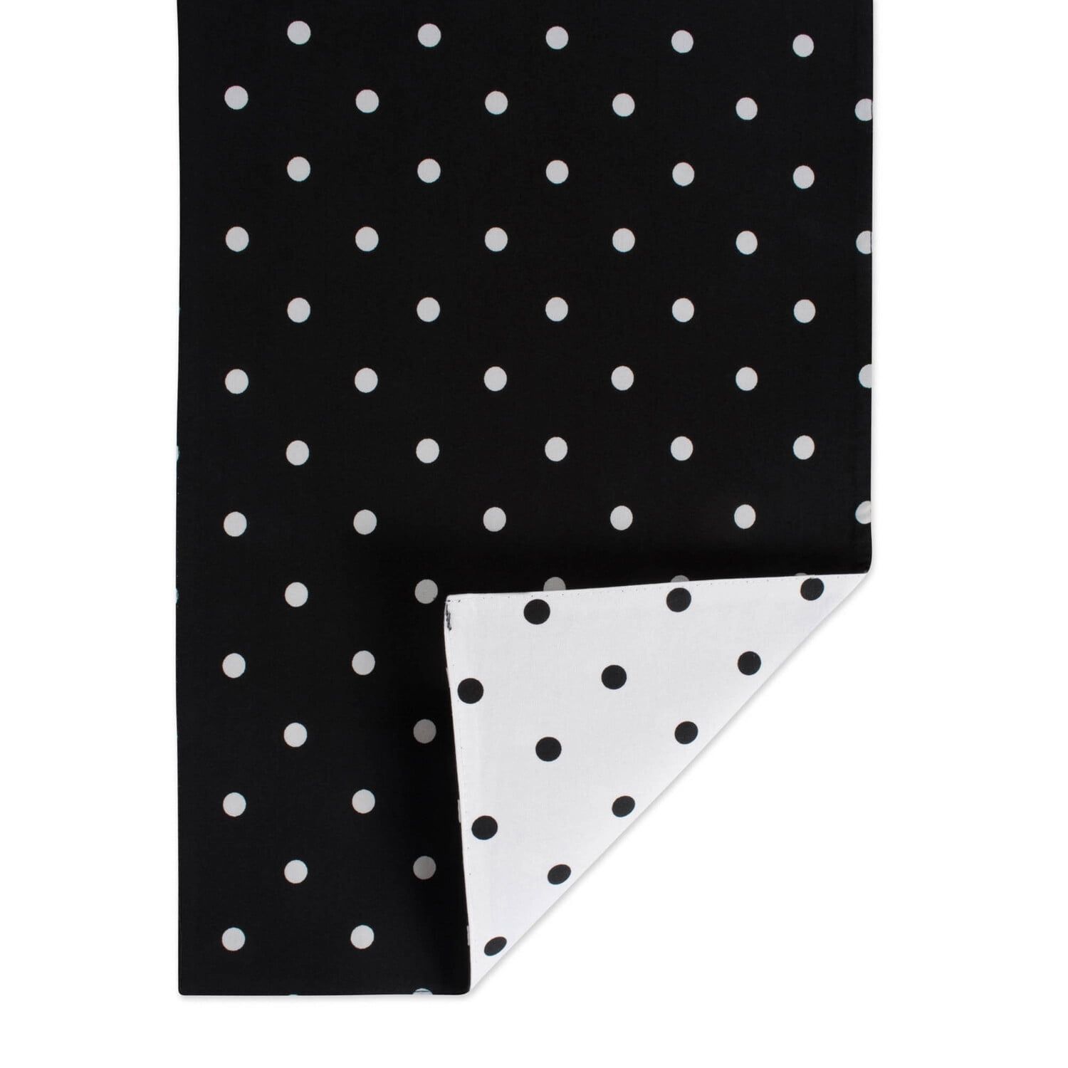 Black and White Reversible Cotton Polka Dot Table Runner 14x72