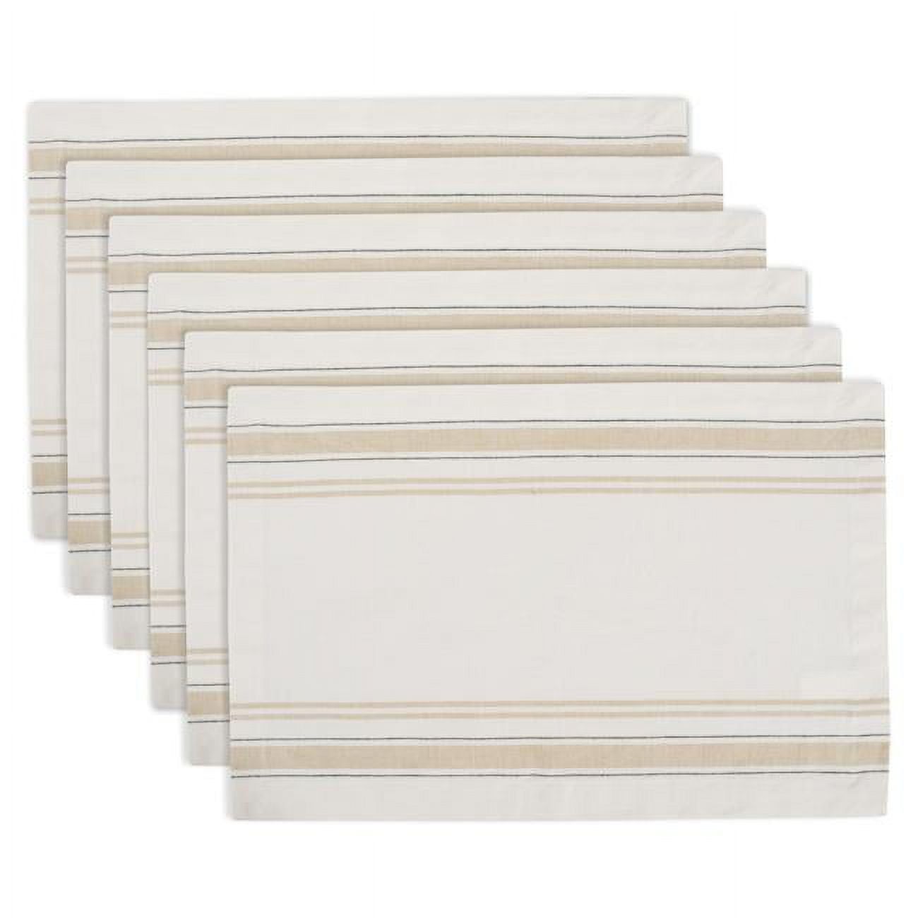 Cream and Ivory French Stripe Cotton Placemats Set of 6