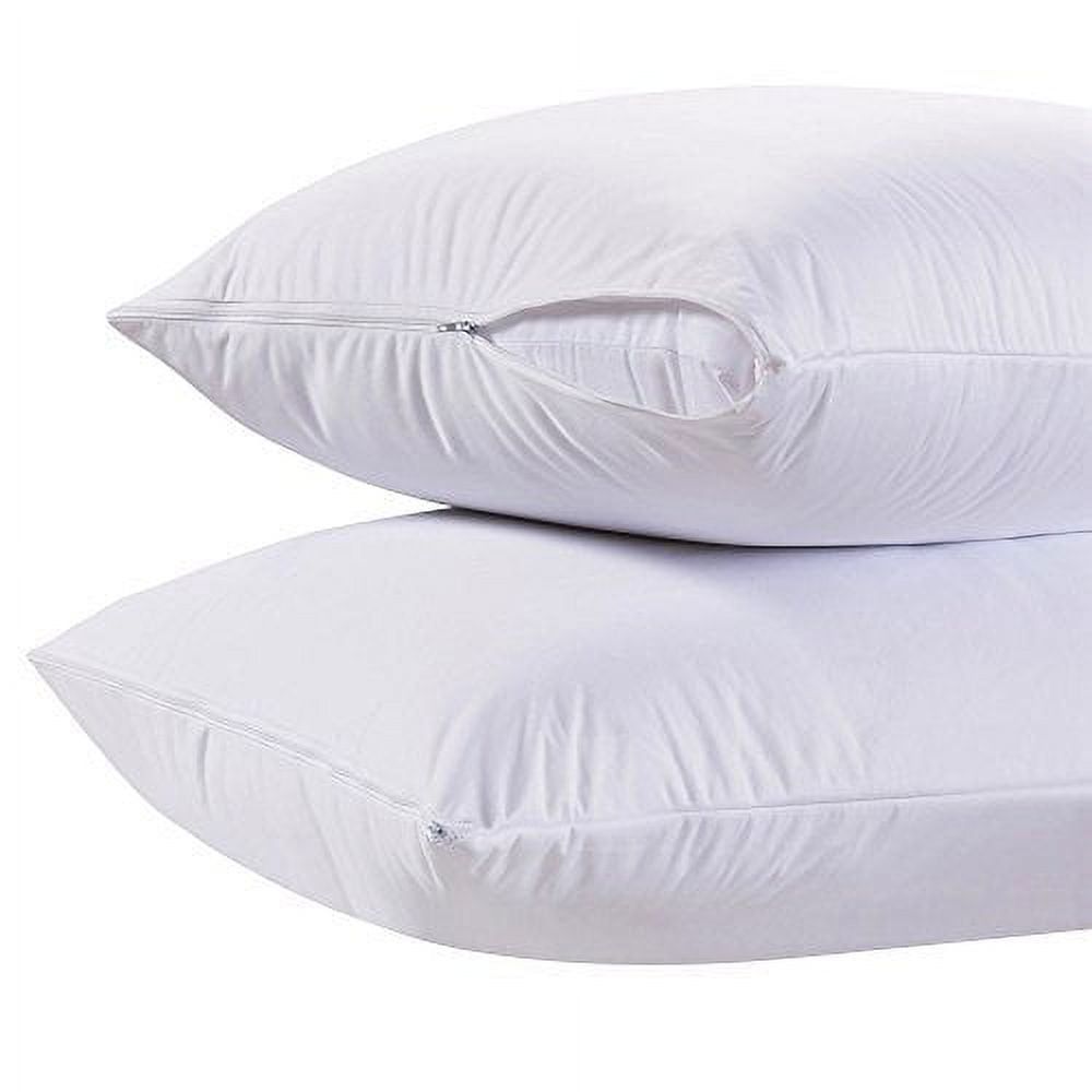 White Hypoallergenic Polyester Zippered Standard Pillow Protector Set