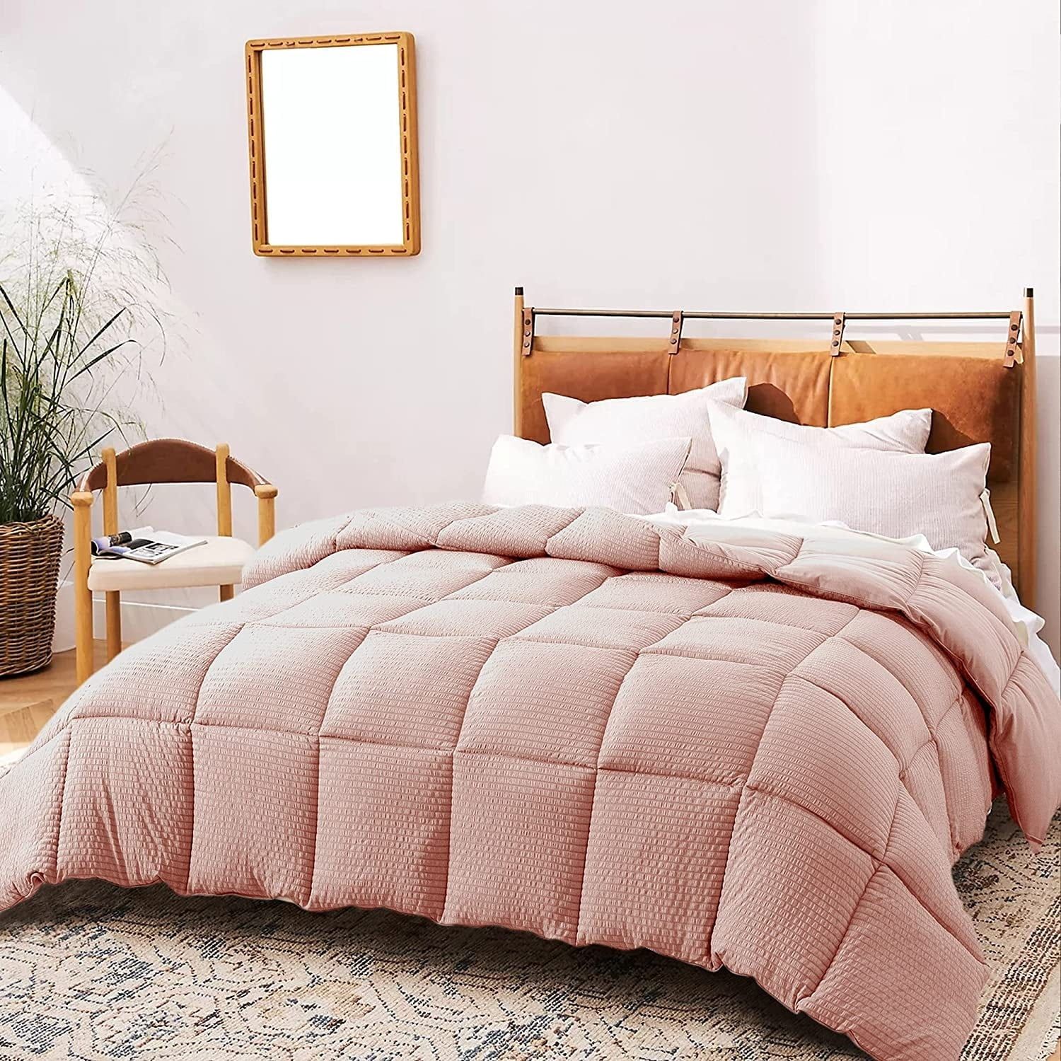 Soft Rose Pink Reversible Microfiber Queen Duvet