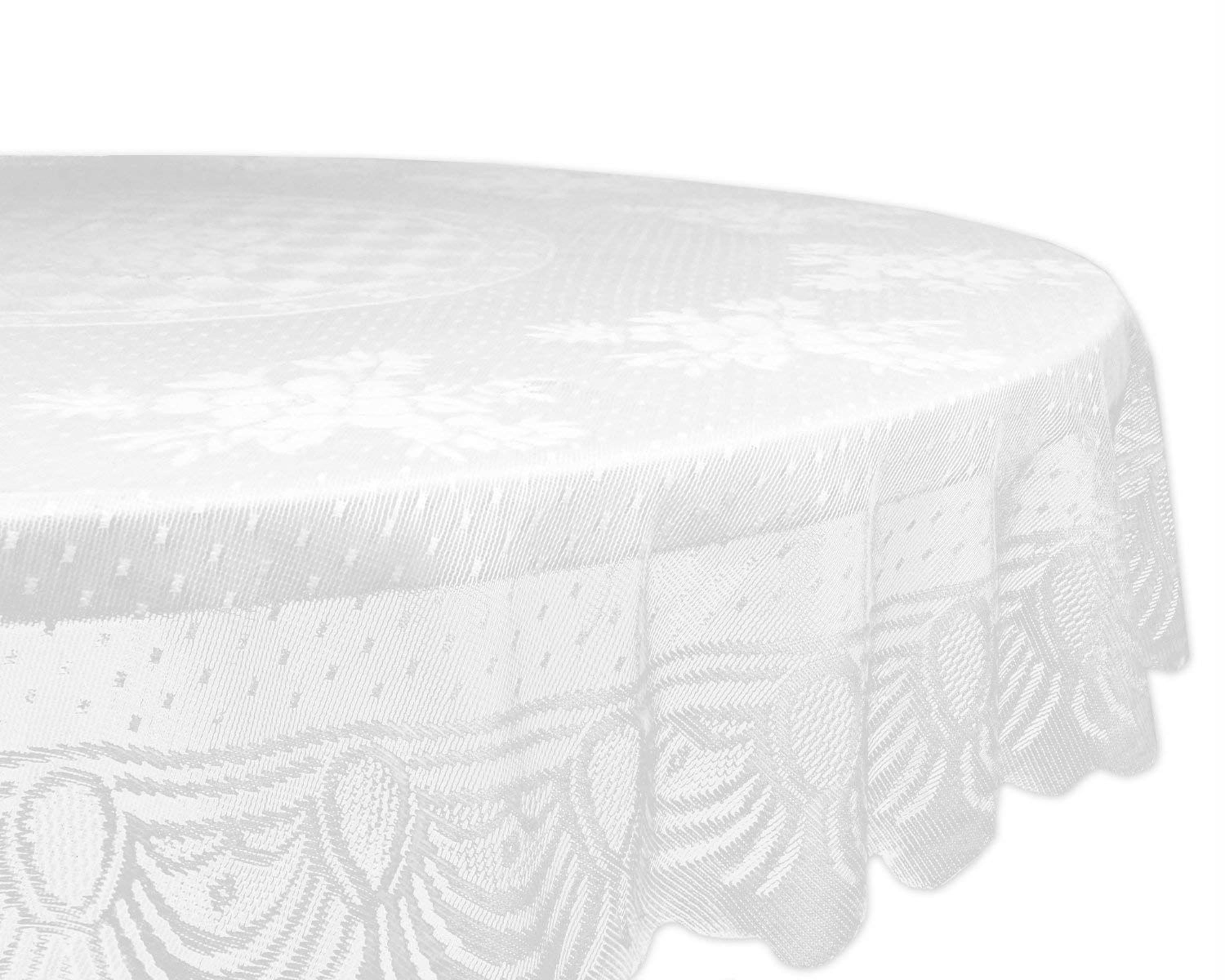 White Floral Lace Round Polyester Tablecloth 63"