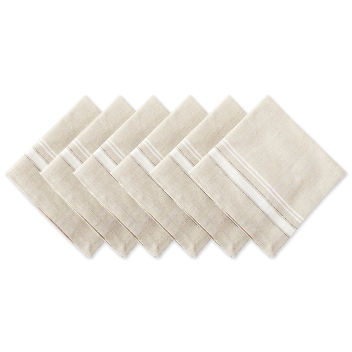 Cream French Stripe Cotton Napkin Set of 6