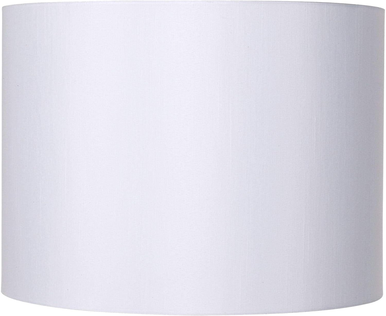 White Polyester Drum Lamp Shade with Harp and Finial, 16" x 12"