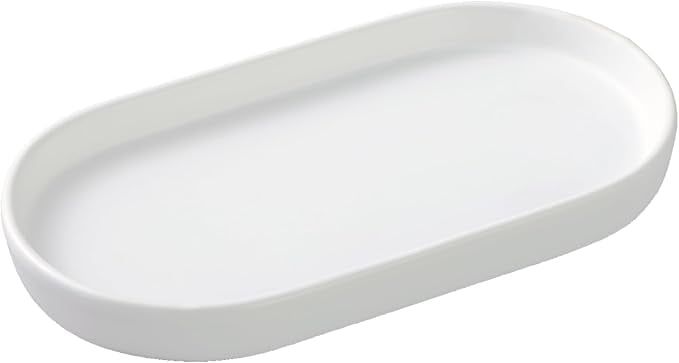 White Ceramic Oval Vanity Tray for Bathroom and Kitchen