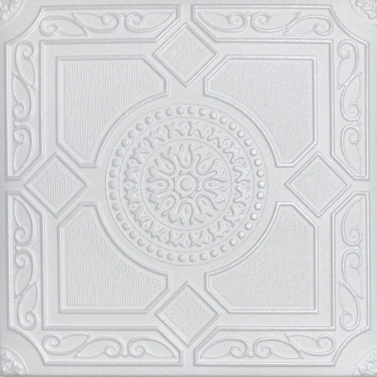 White Styrofoam Decorative Square Ceiling Tile, 20x20 Inches