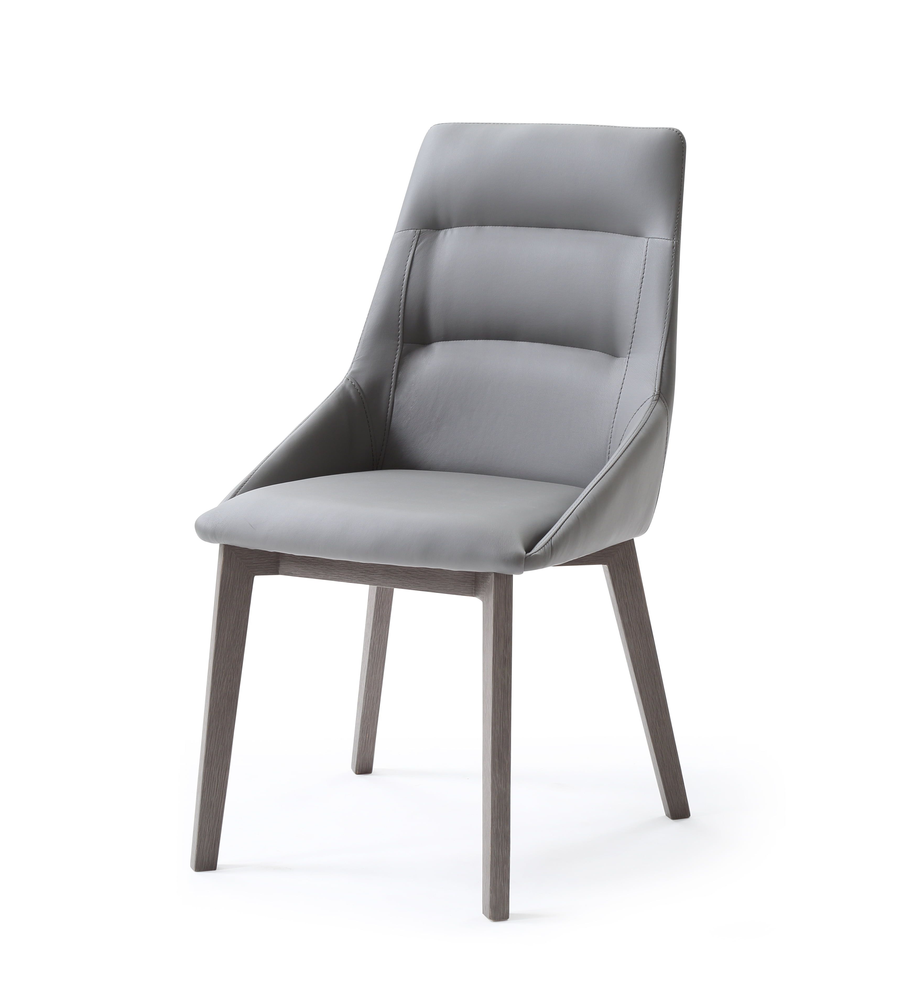 Gray Faux Leather Upholstered Side Chair with Wood Legs