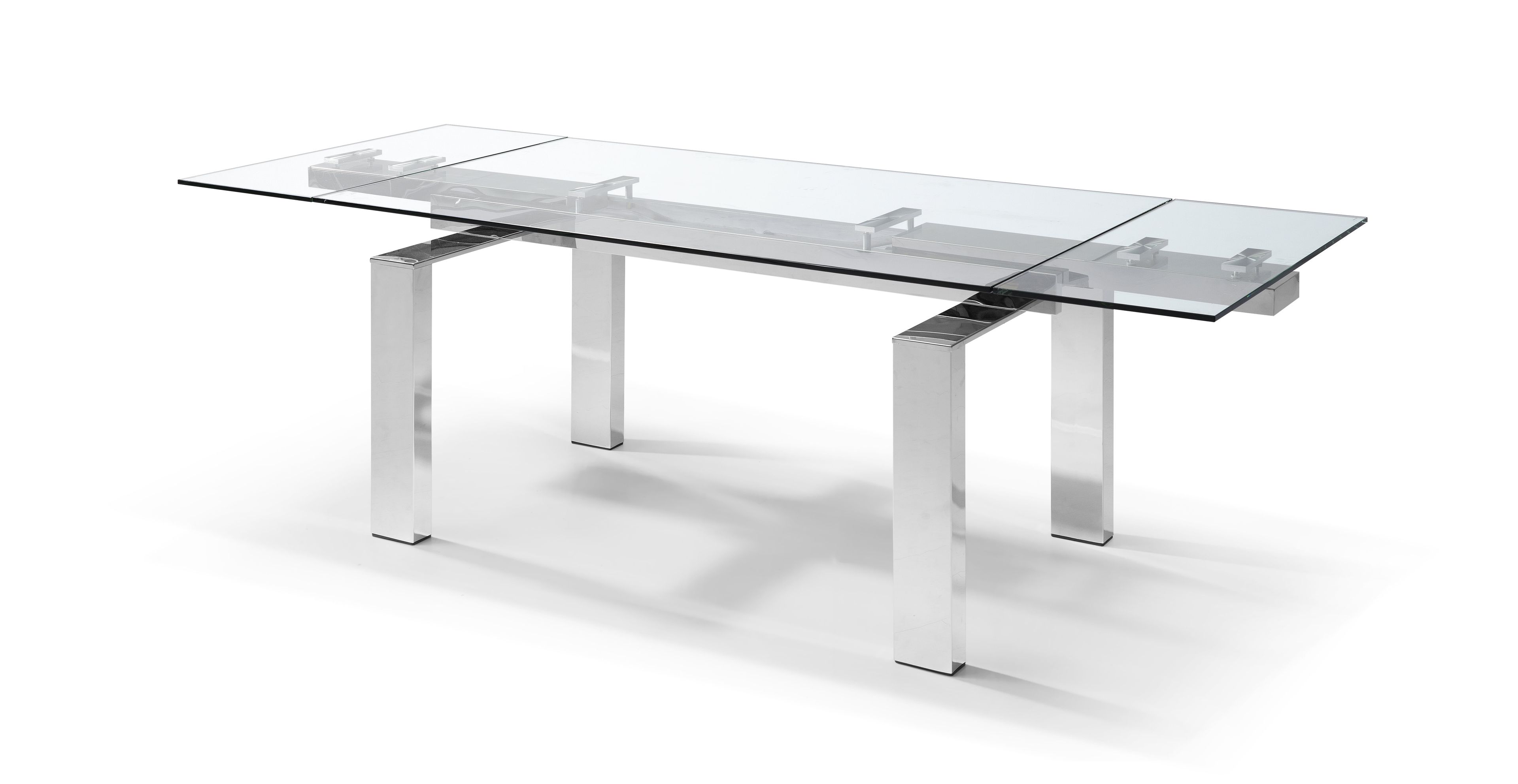 Cuatro Extendable Glass and Stainless Steel Dining Table