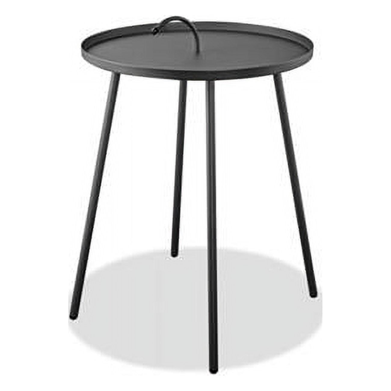 Jett Black Steel Outdoor Side Table with Handle