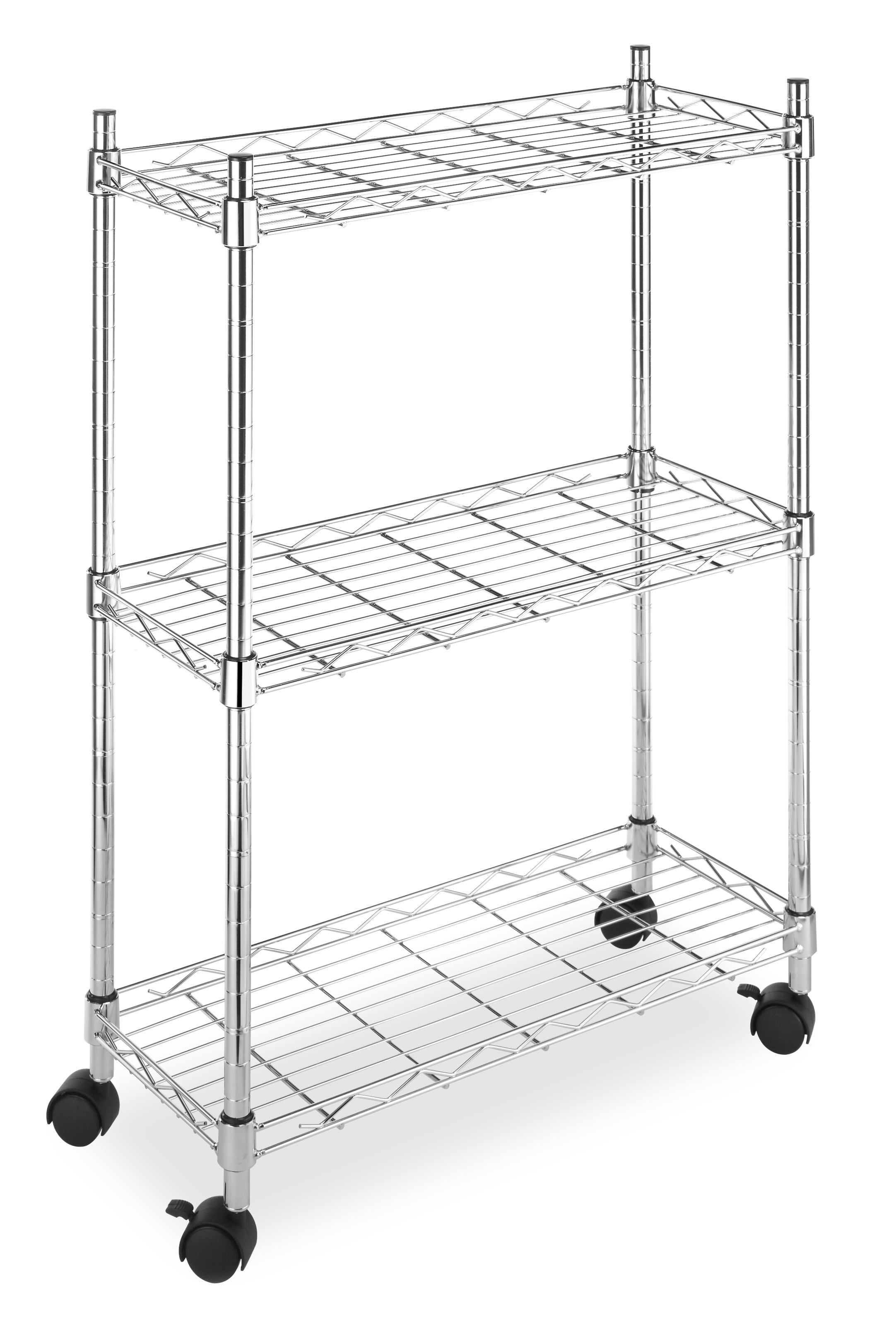 Whitmor Silver Metal 3-Tier Utility Cart with Wheels