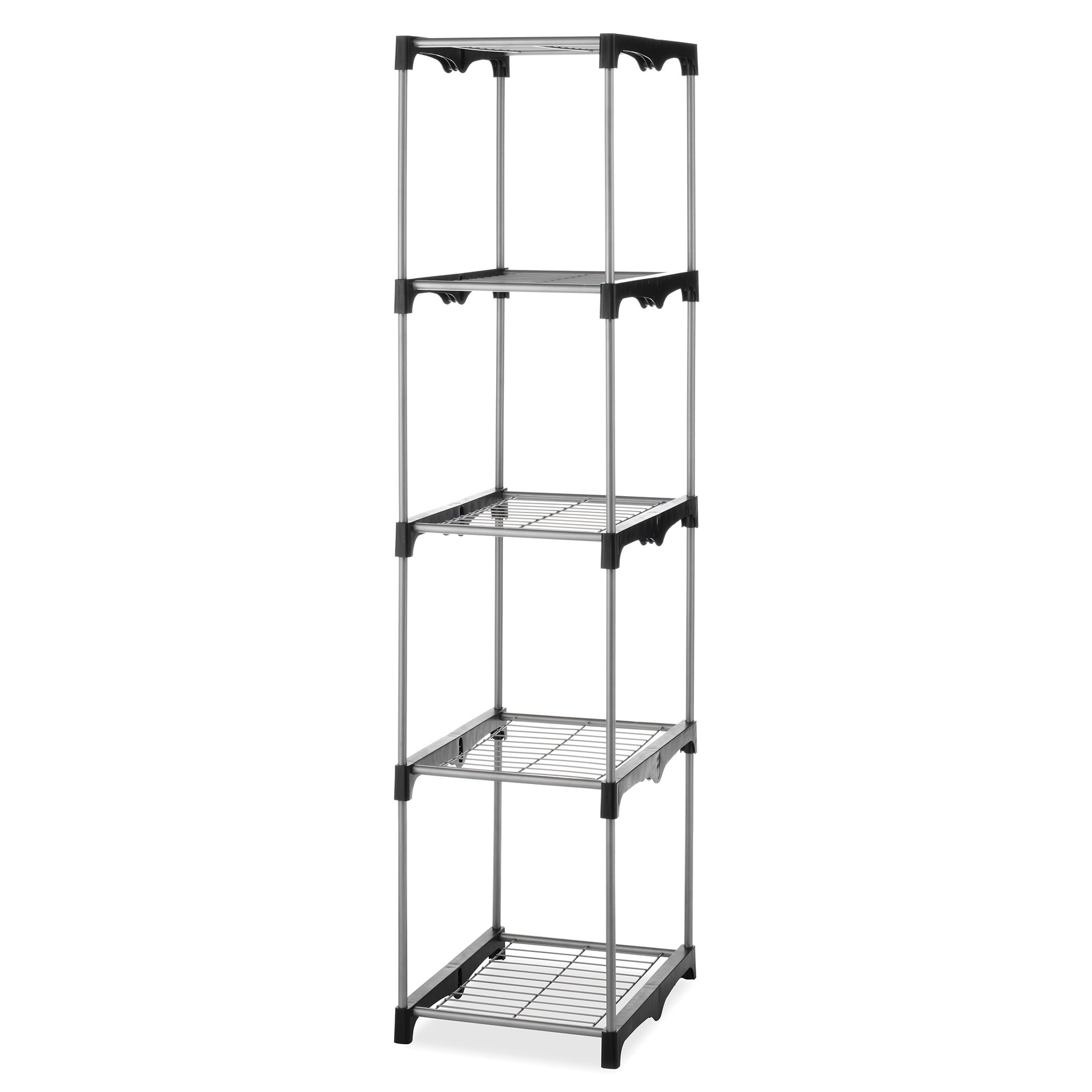 Whitmor 5-Tier Silver Steel Closet Organizer with Plastic Connectors