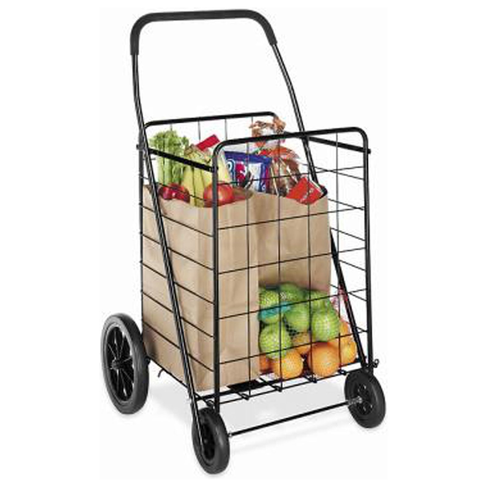 Black Extra Large Metal Utility Cart with Foam Handle