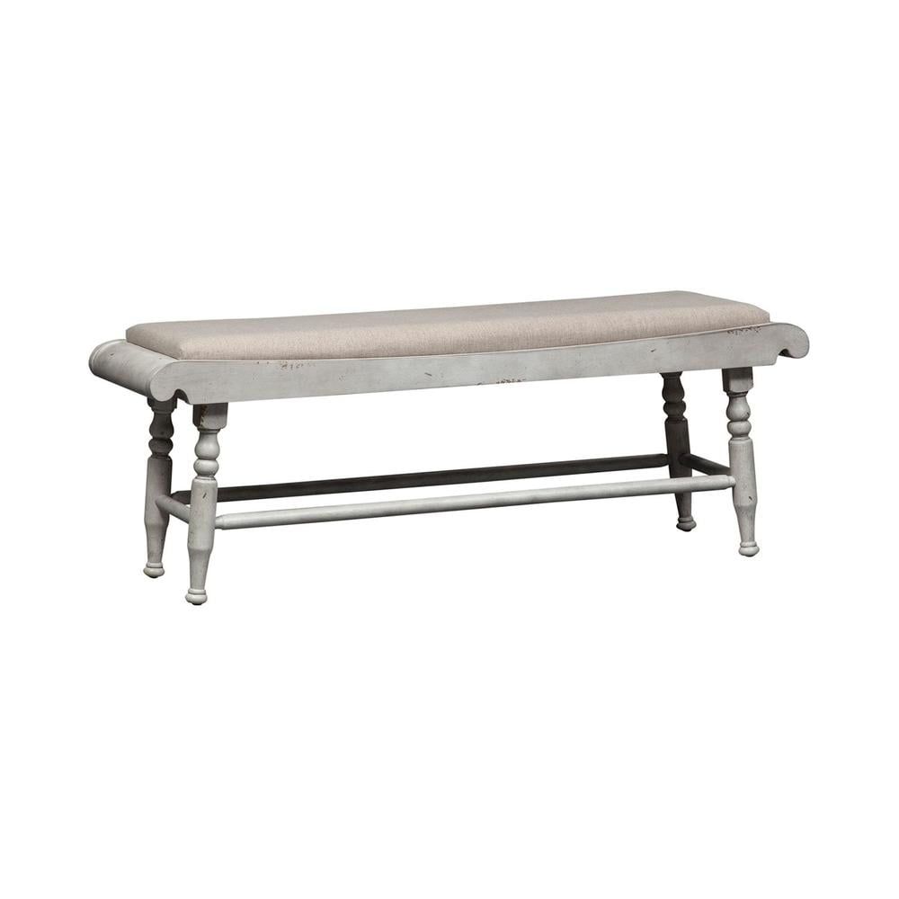 Whitney Antique Linen and Weathered Gray Upholstered Bench