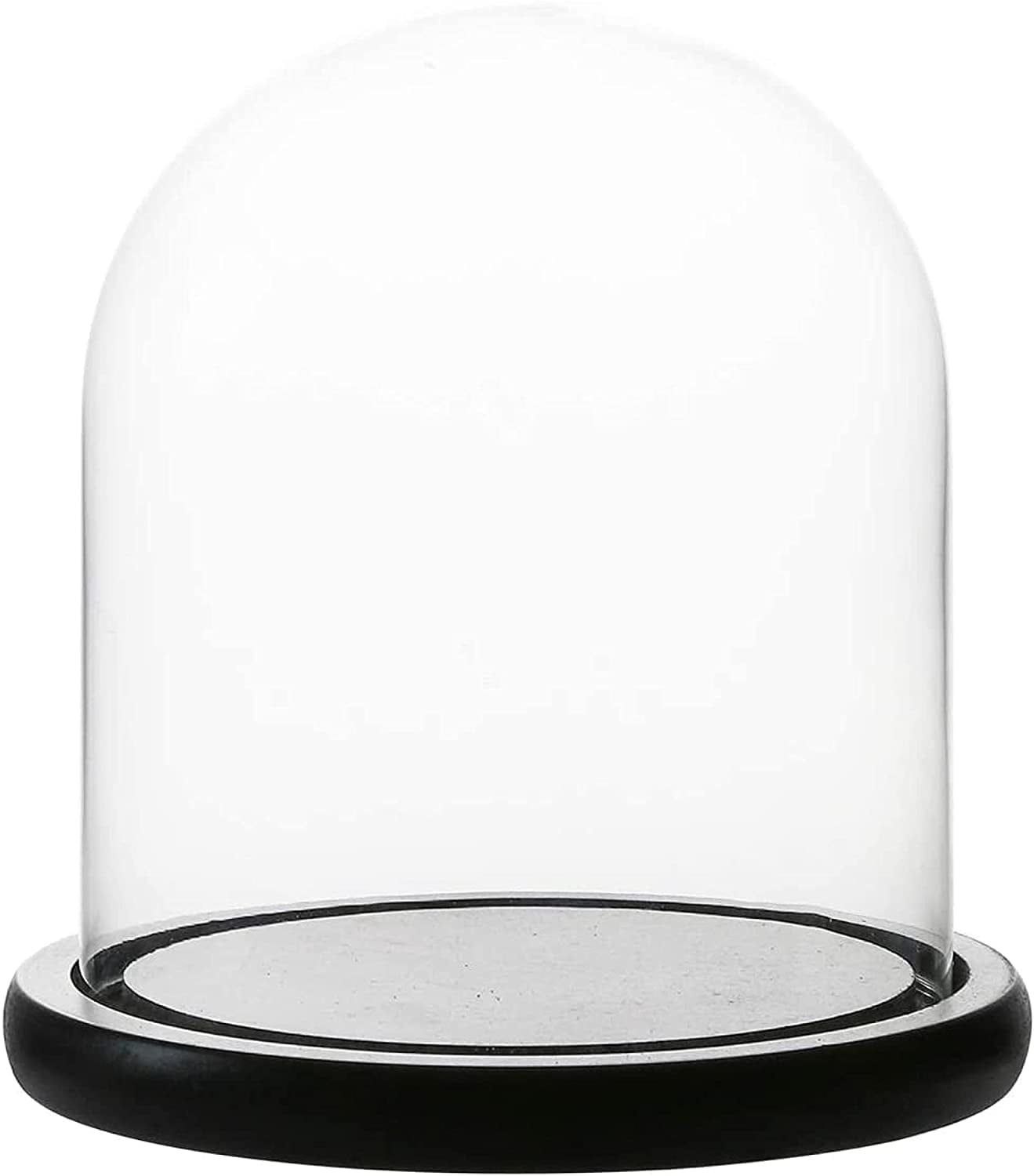 Clear Glass Dome with Black MDF Base, 5.7" D x 6.5" H