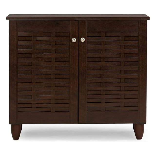 Winda Dark Brown Wooden 2-Door Entryway Shoe Cabinet