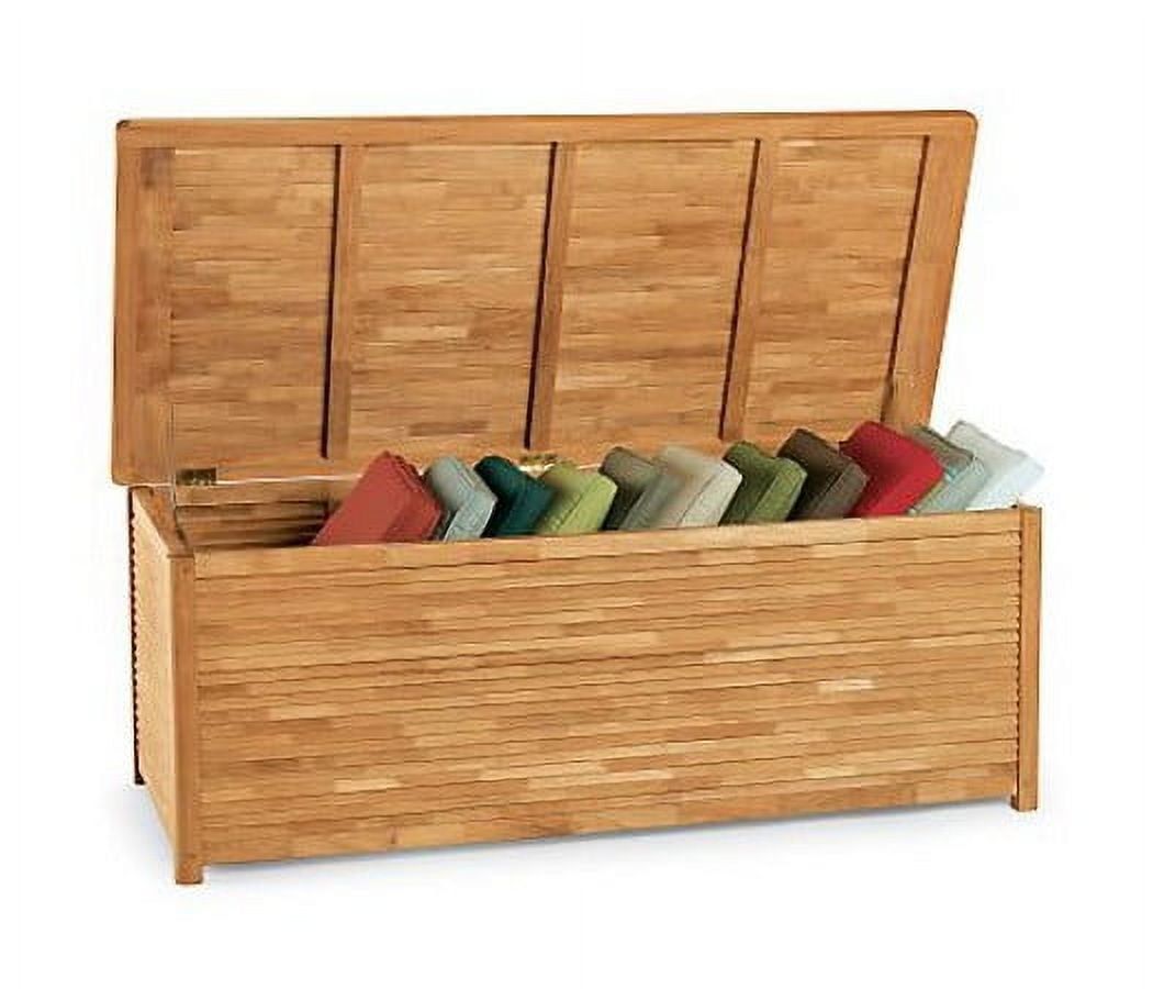 Teak Wood Outdoor Patio Storage Deck Box with Hinged Lid