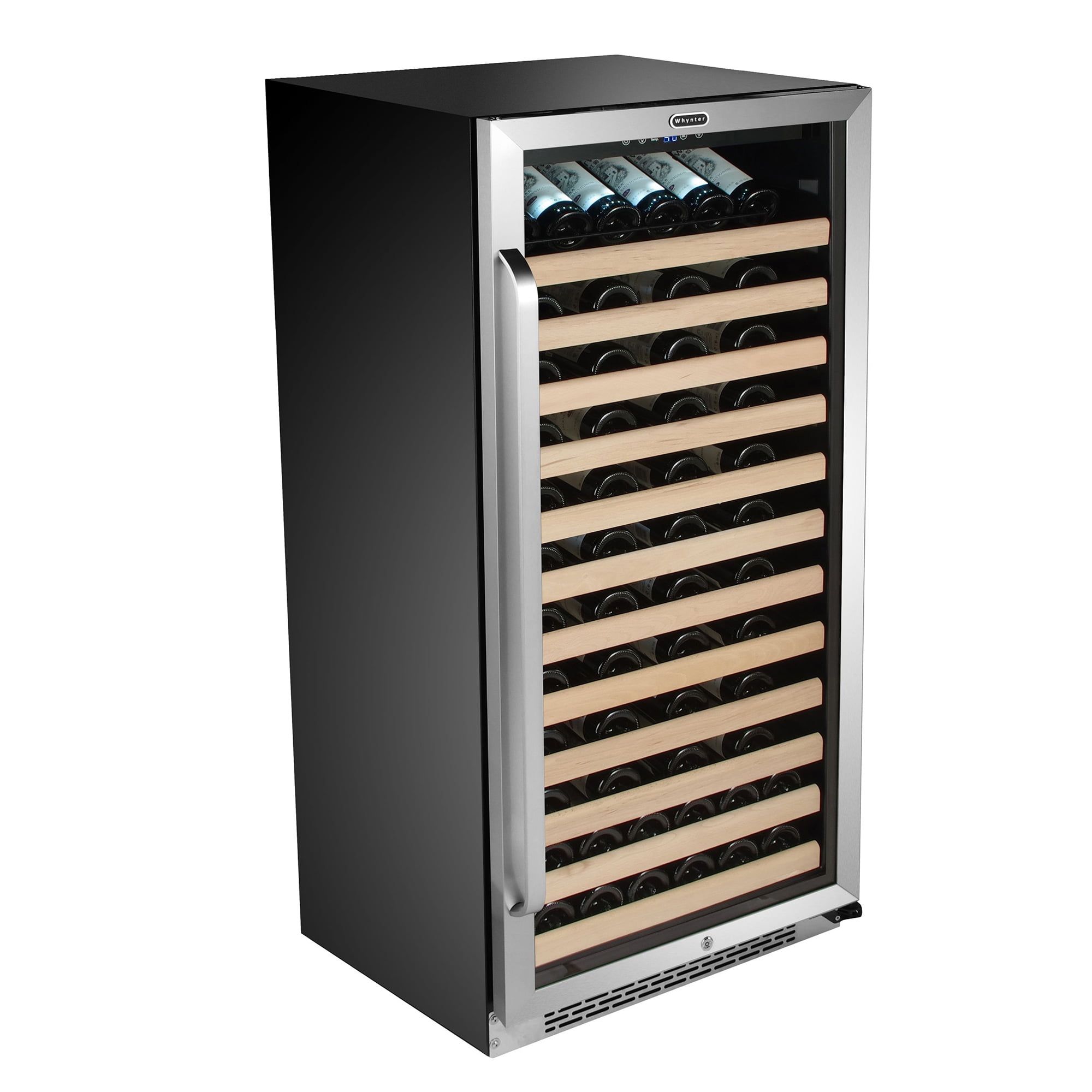 Stainless Steel 100-Bottle Freestanding Wine Cooler with LED Lighting