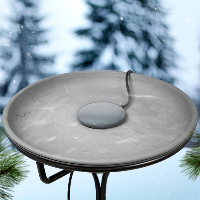 Gray Aluminum Bird Bath Deicer with 3' Cord