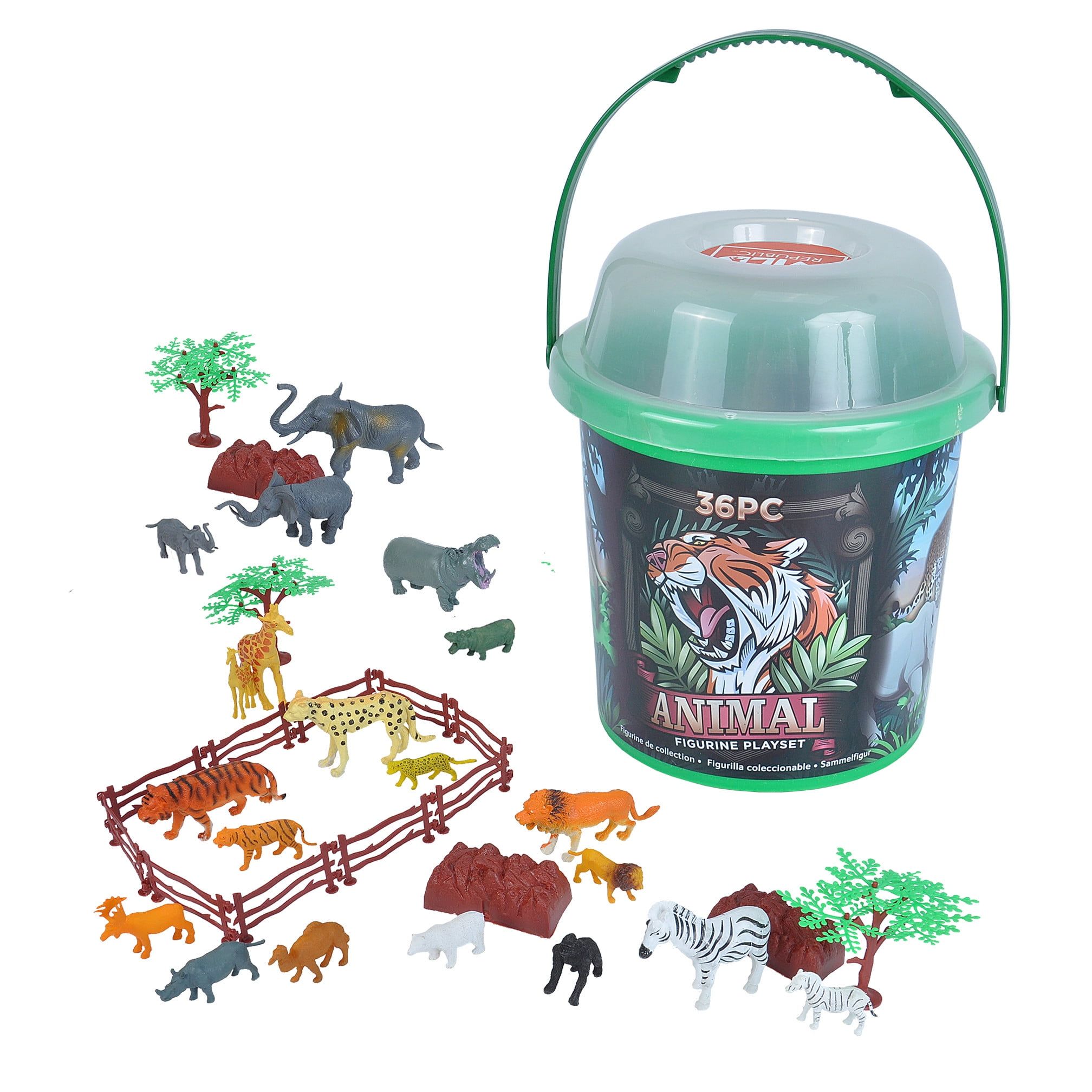 Wildlife Adventure 36-Piece Animal Figurine Playset in Bucket