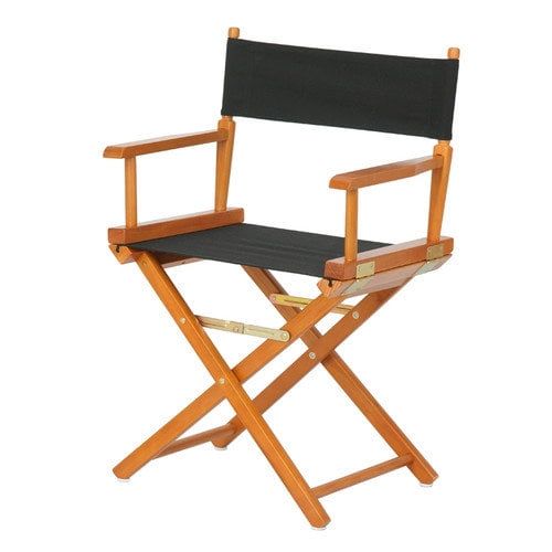 Natural Wood Director's Chair with Black Canvas Seat