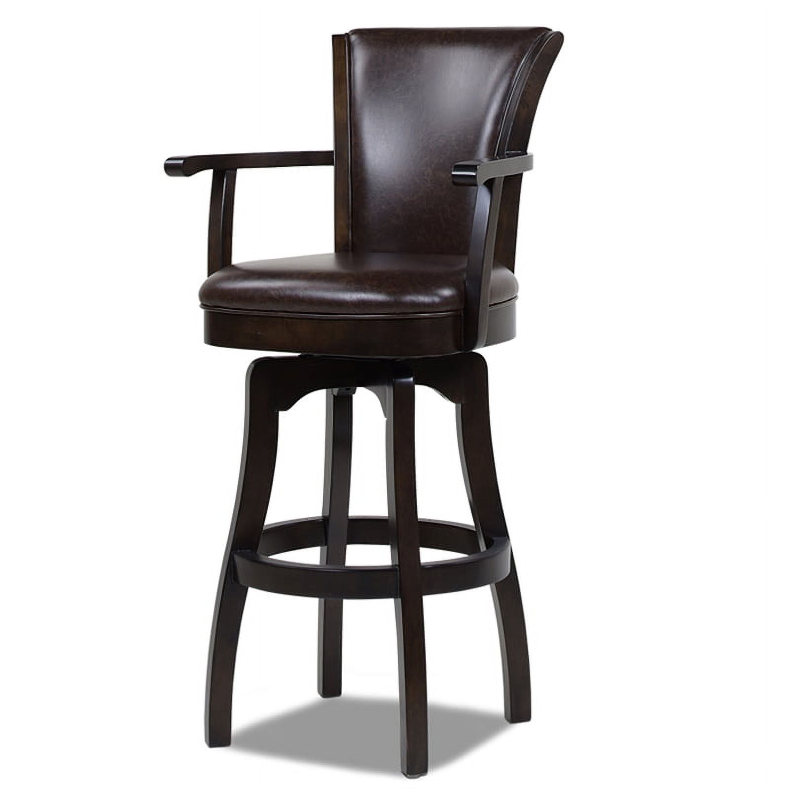 Williams 31" Vintage Brown Faux Leather Swivel Bar Stool with Armrests