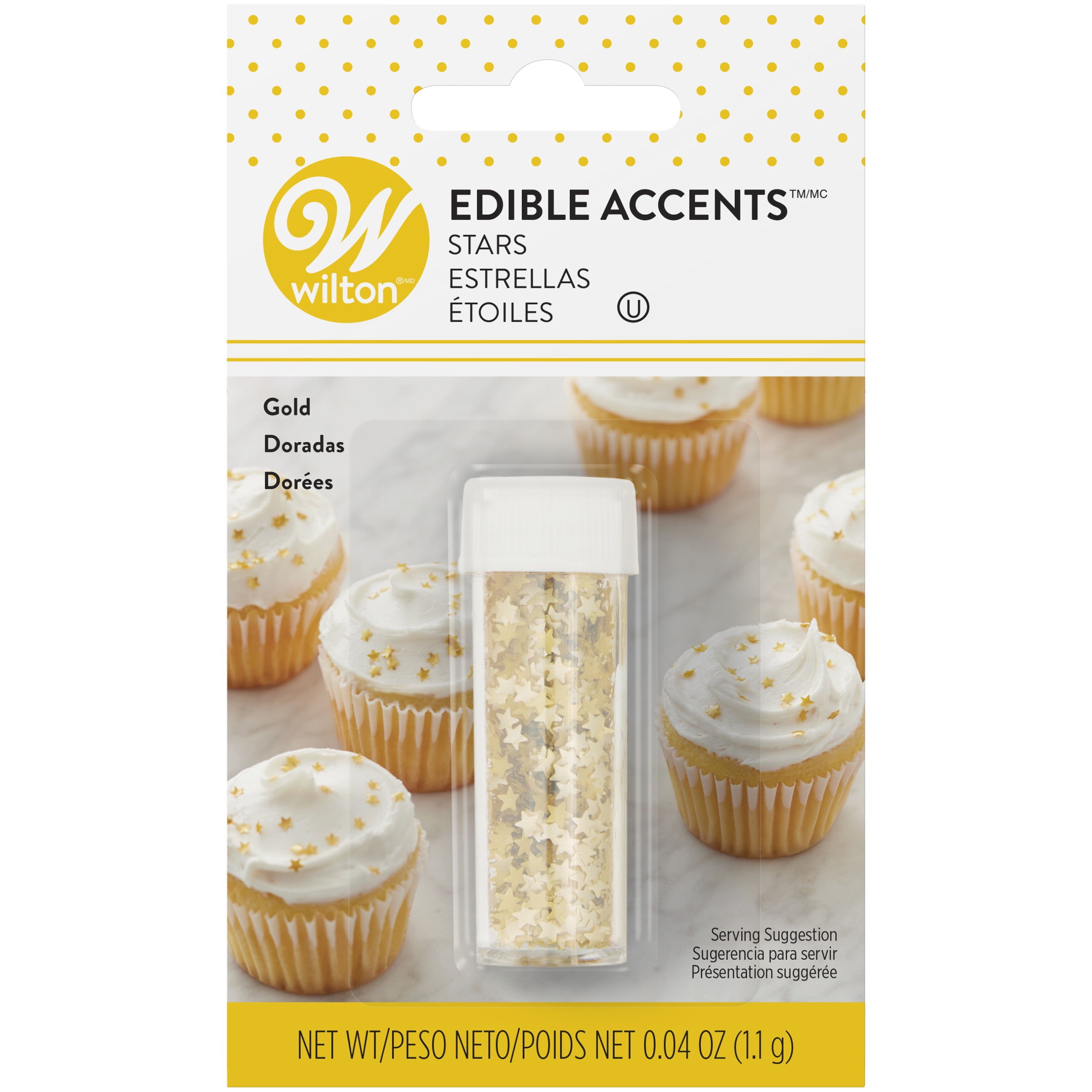 Gold Star Edible Glitter Accents for Desserts