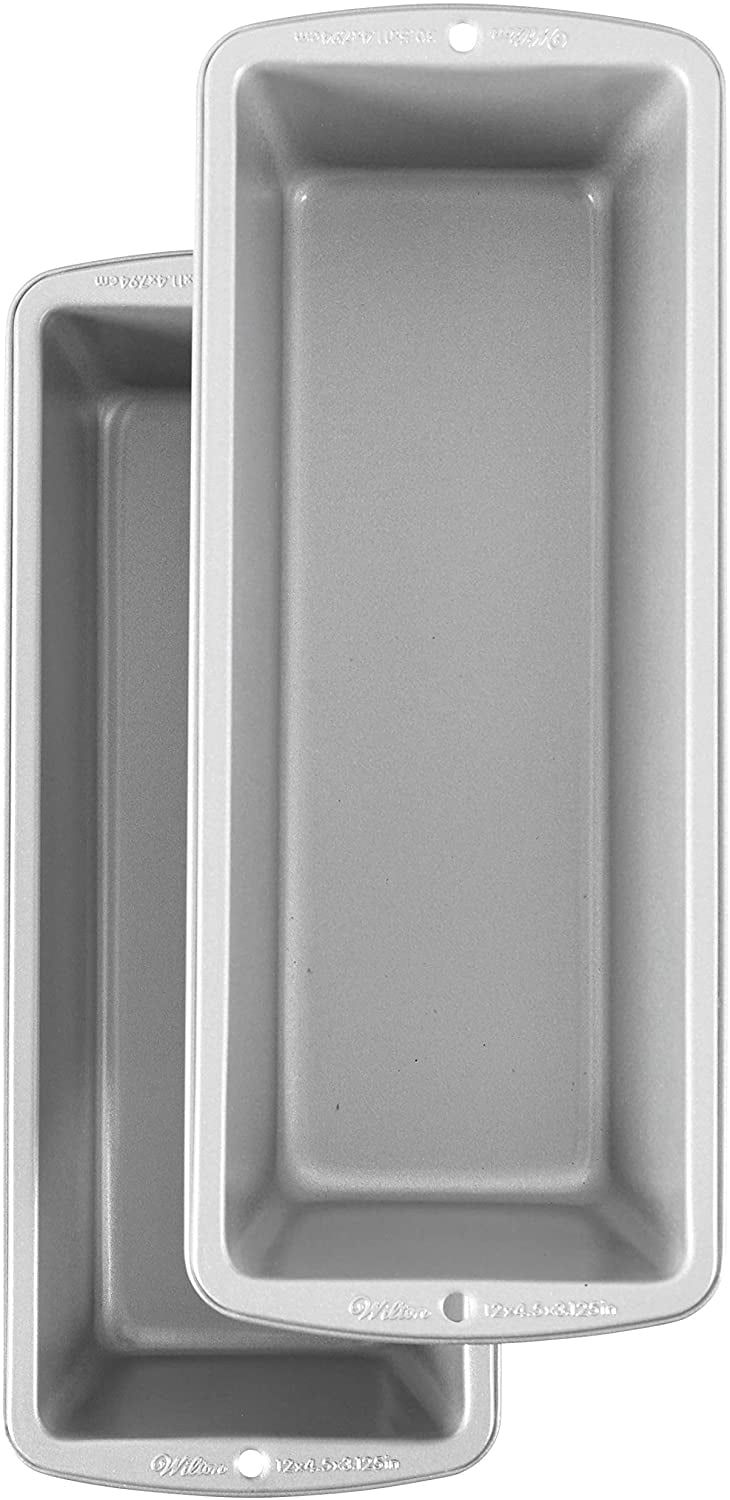 Wilton Gray Steel Non-Stick Long Loaf Pan Set with Lids