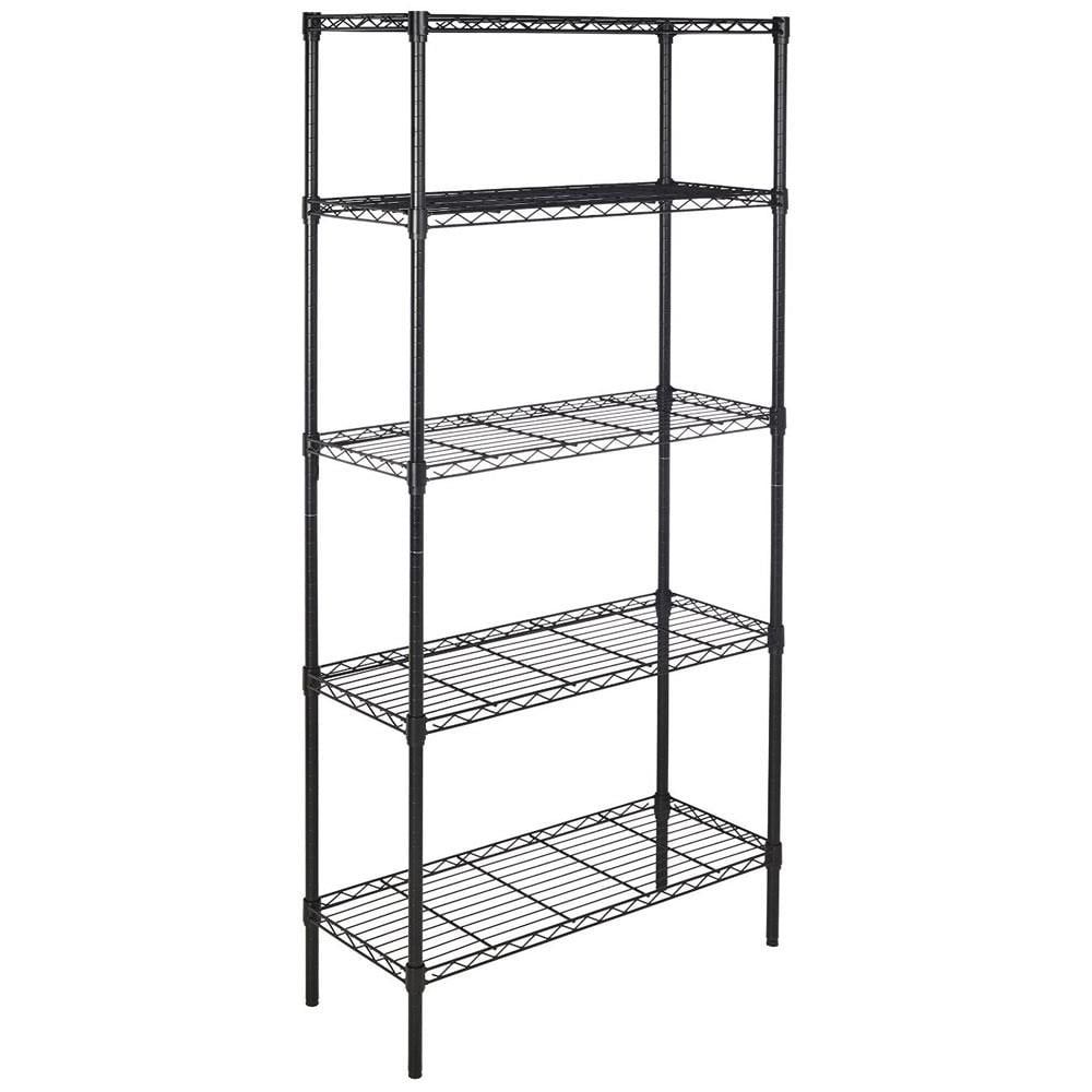 Black 5-Tier Metal Freestanding Storage Shelf Unit