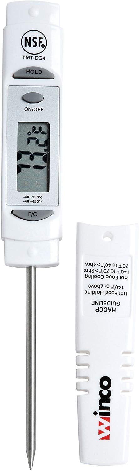 Winco White Digital Meat Thermometer with 3-1/8-Inch Probe