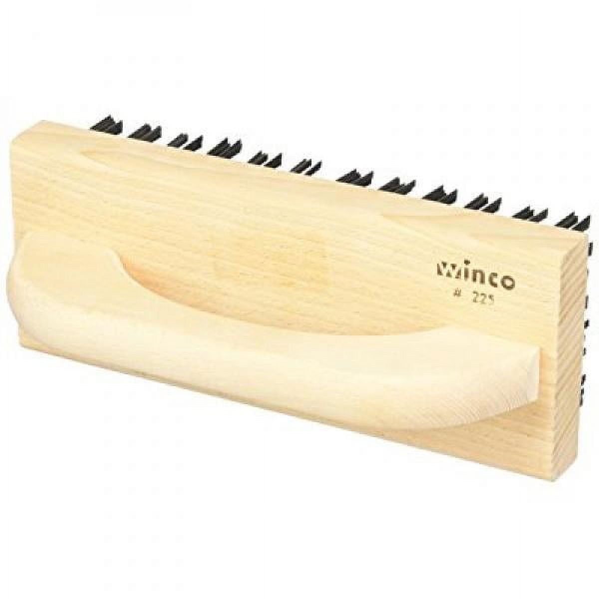 Winco Medium Brown Wood Butcher Block Brush with Steel Bristles