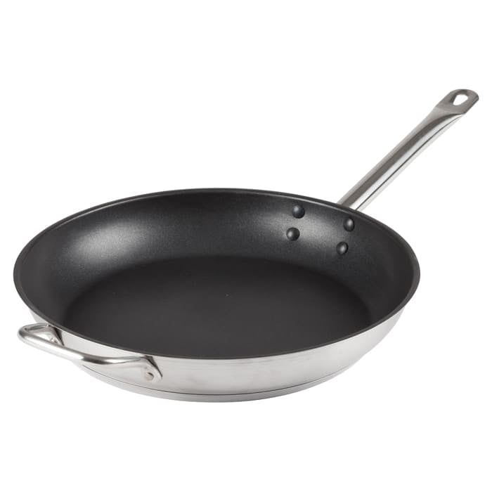 12.5" Non-Stick Stainless Steel Fry Pan with Metal Handle